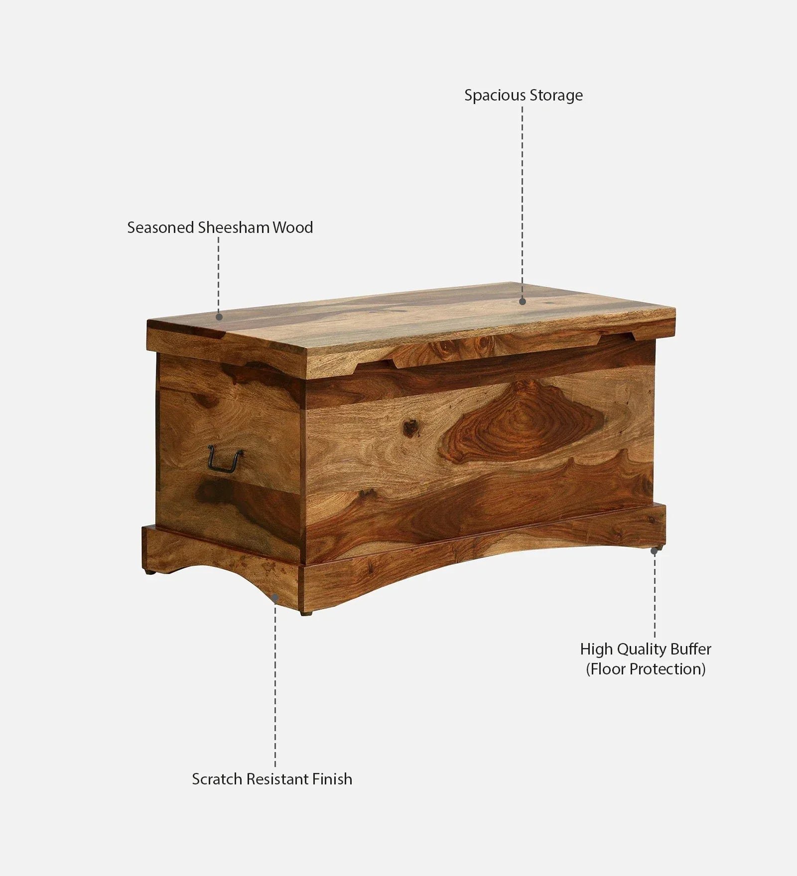 Sheesham Wood Trunk in Scratch Resistant Rustic Teak Finish - Image 4
