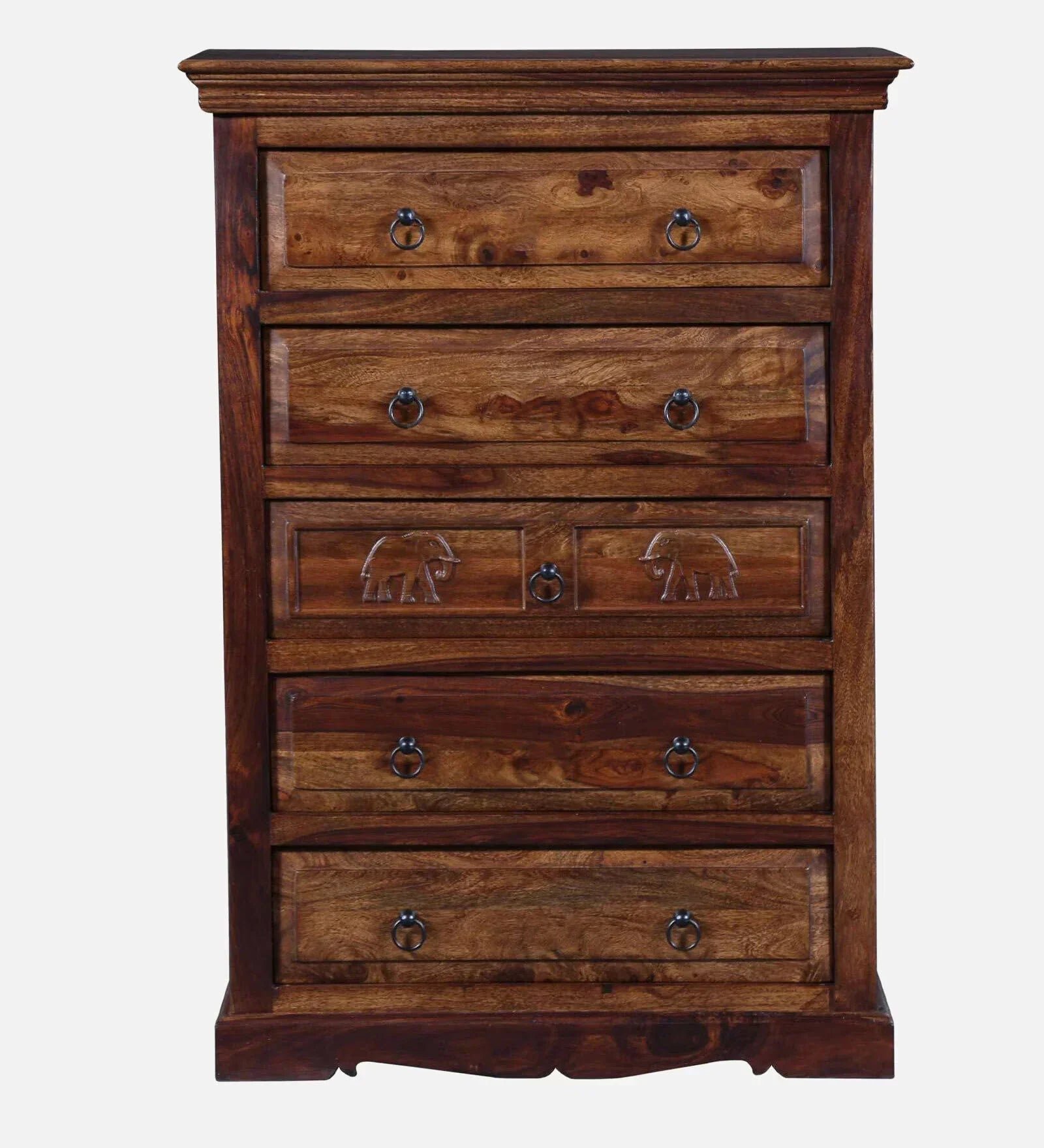 Sheesham Wood Chest Of Drawers in Scratch Resistant Provincial Teak Finish - Image 3