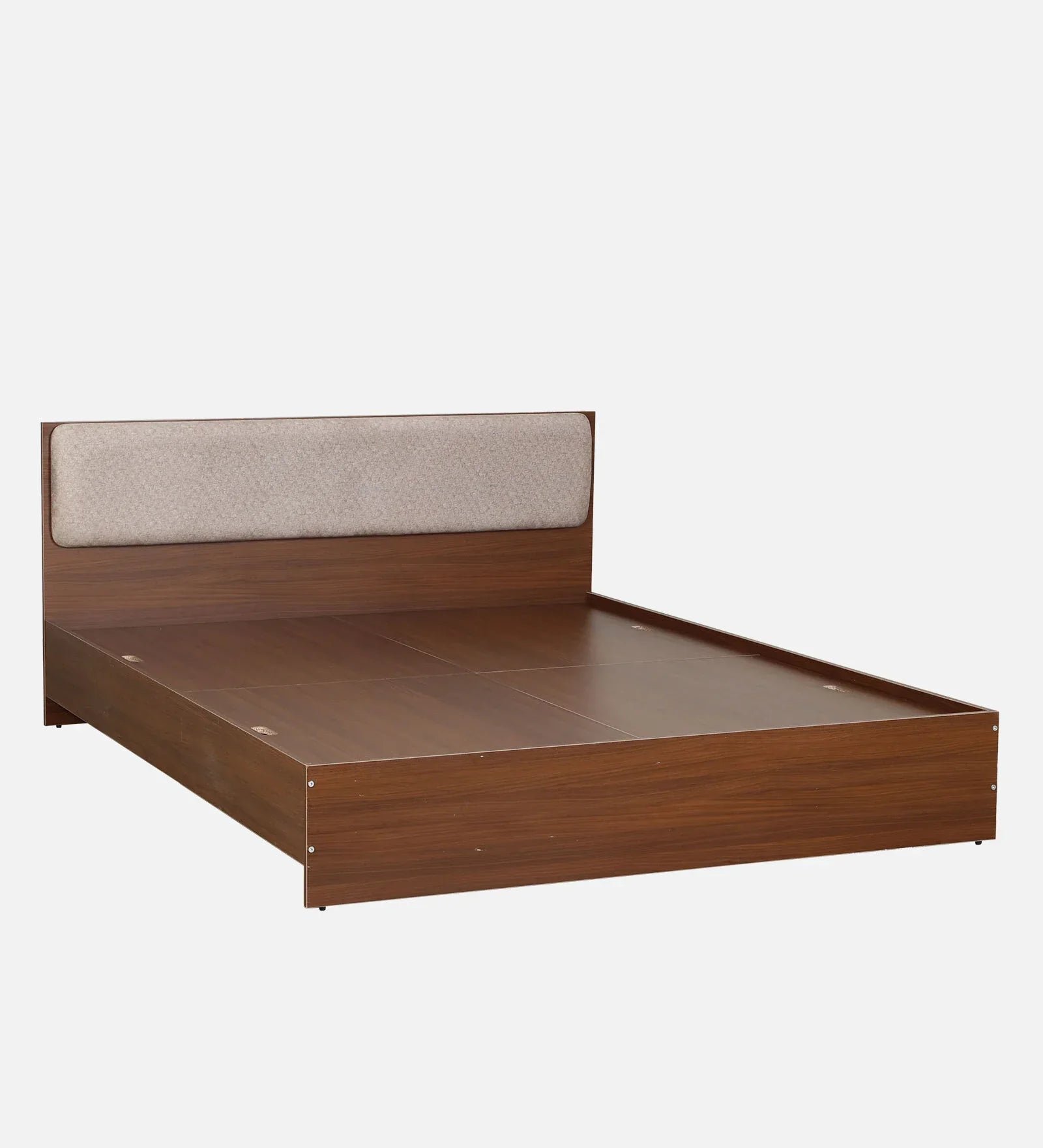 King size Bed in Planked Walnut Finish with Upholstered Headboard - Image 3