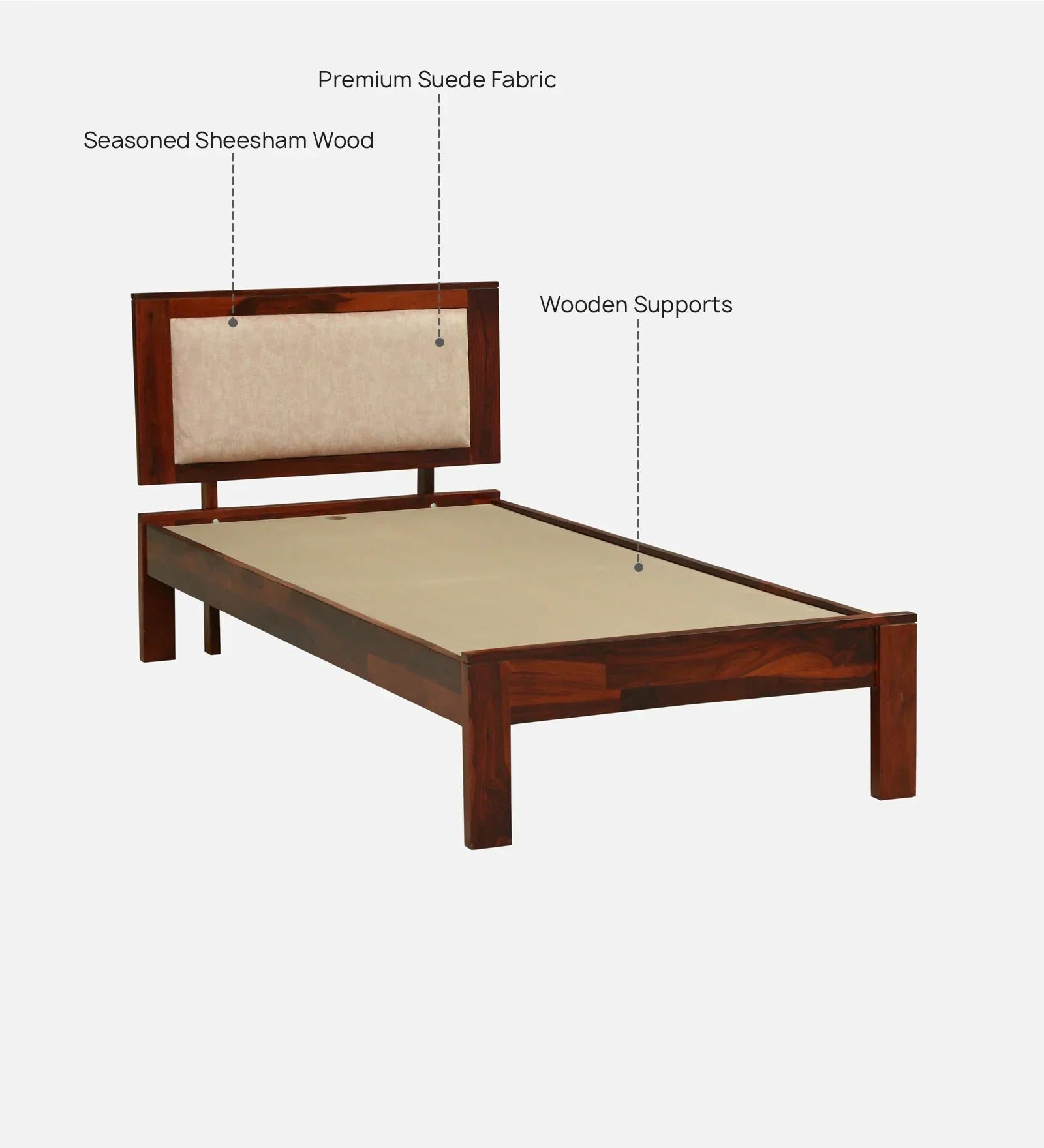 Sheesham Wood Single Bed In Honey Oak Finish - Image 6