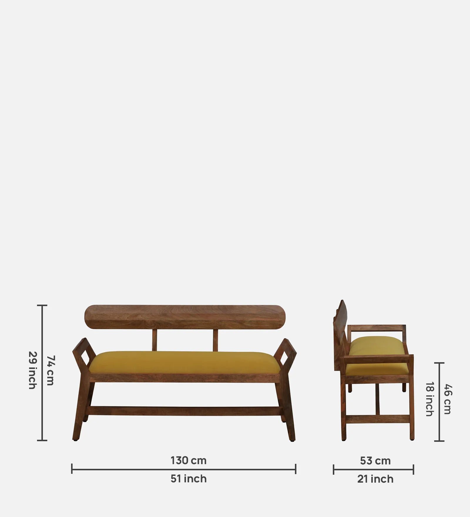 Mango Wood Settee In Natural Finish - Image 5