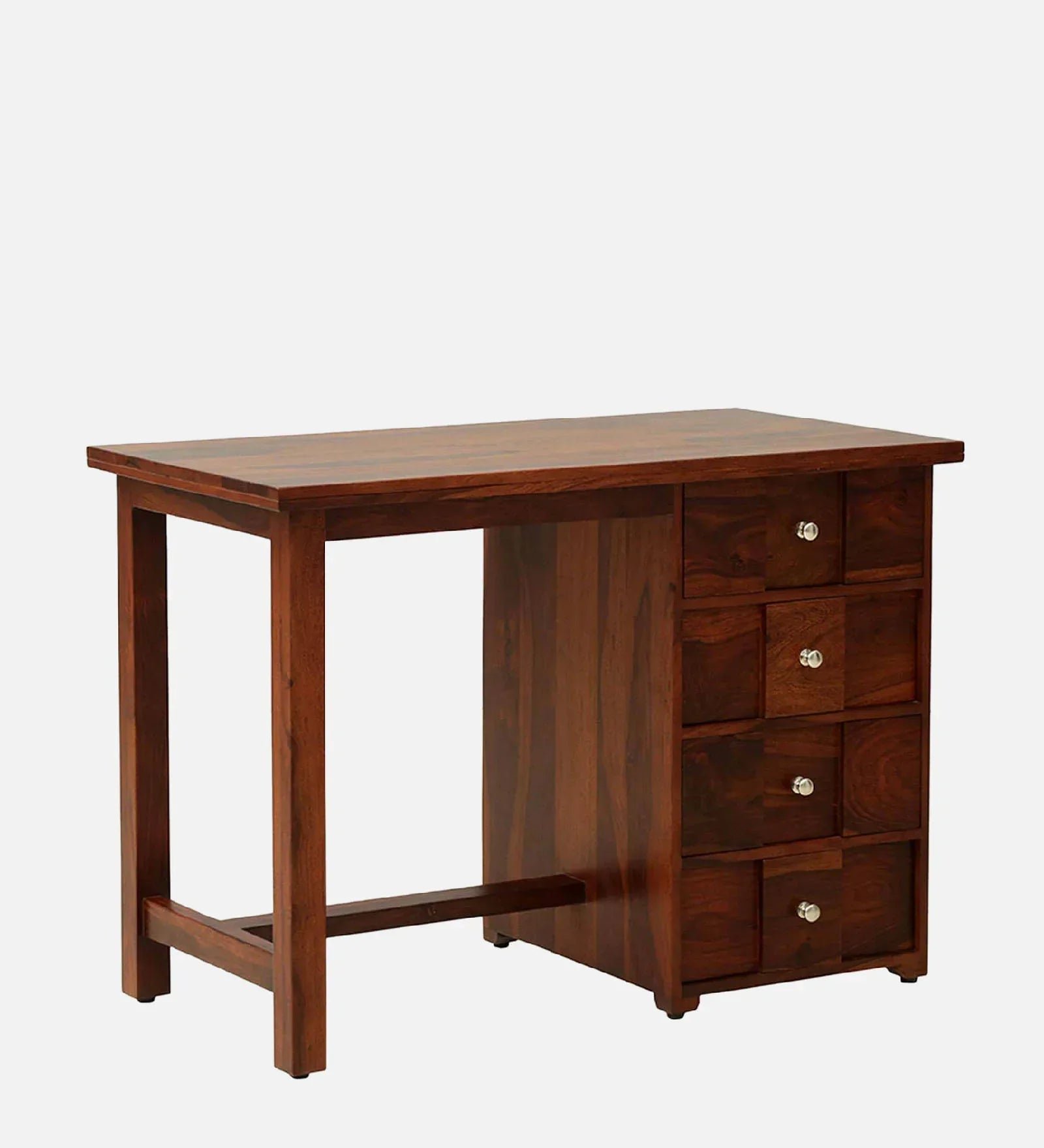 Sheesham Wood Writing Table In Scratch Resistant Honey Oak Finish With Drawers - Image 4