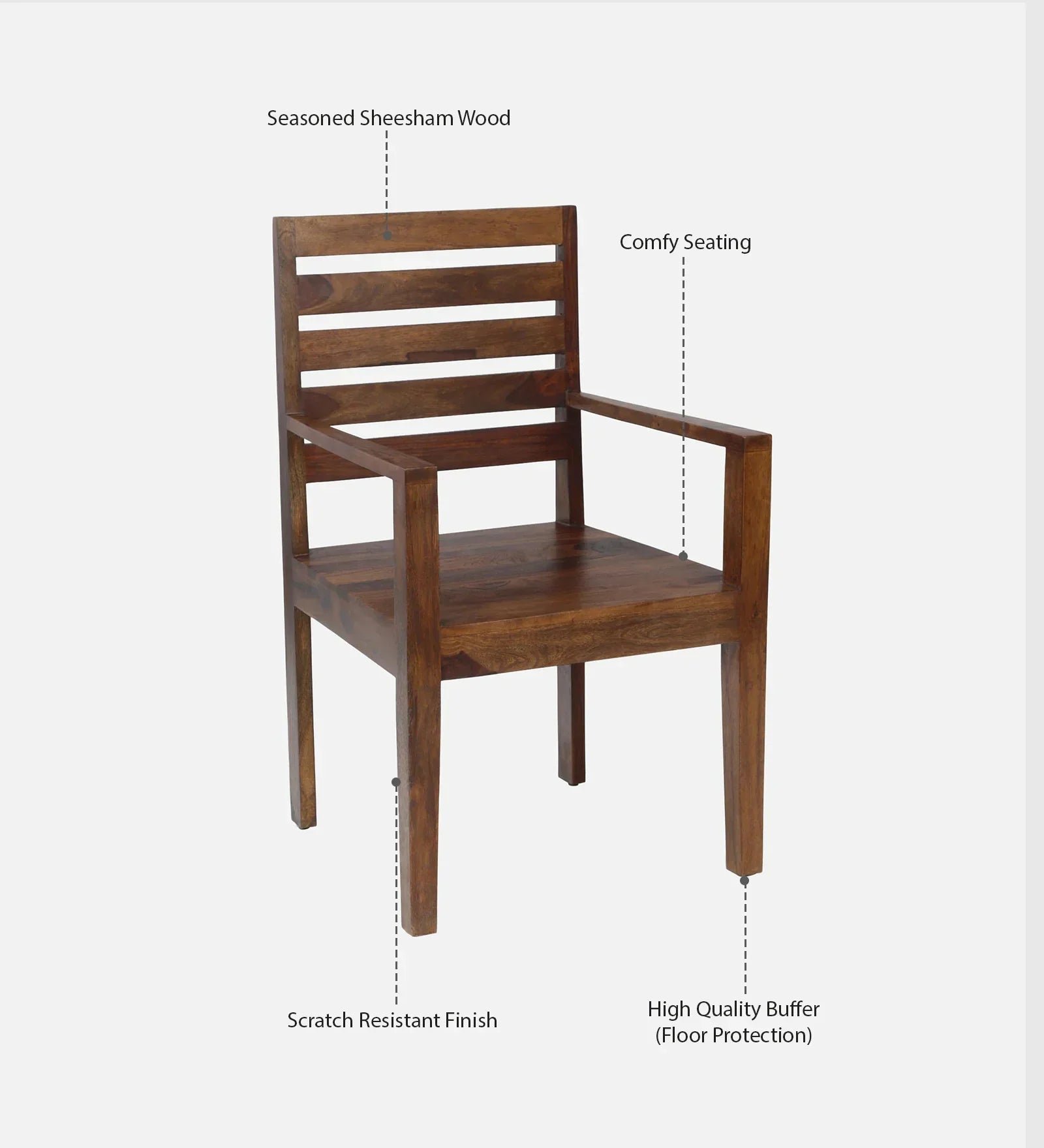 Stigen Sheesham Wood Arm Chair In Provincial Teak Finish - Image 4