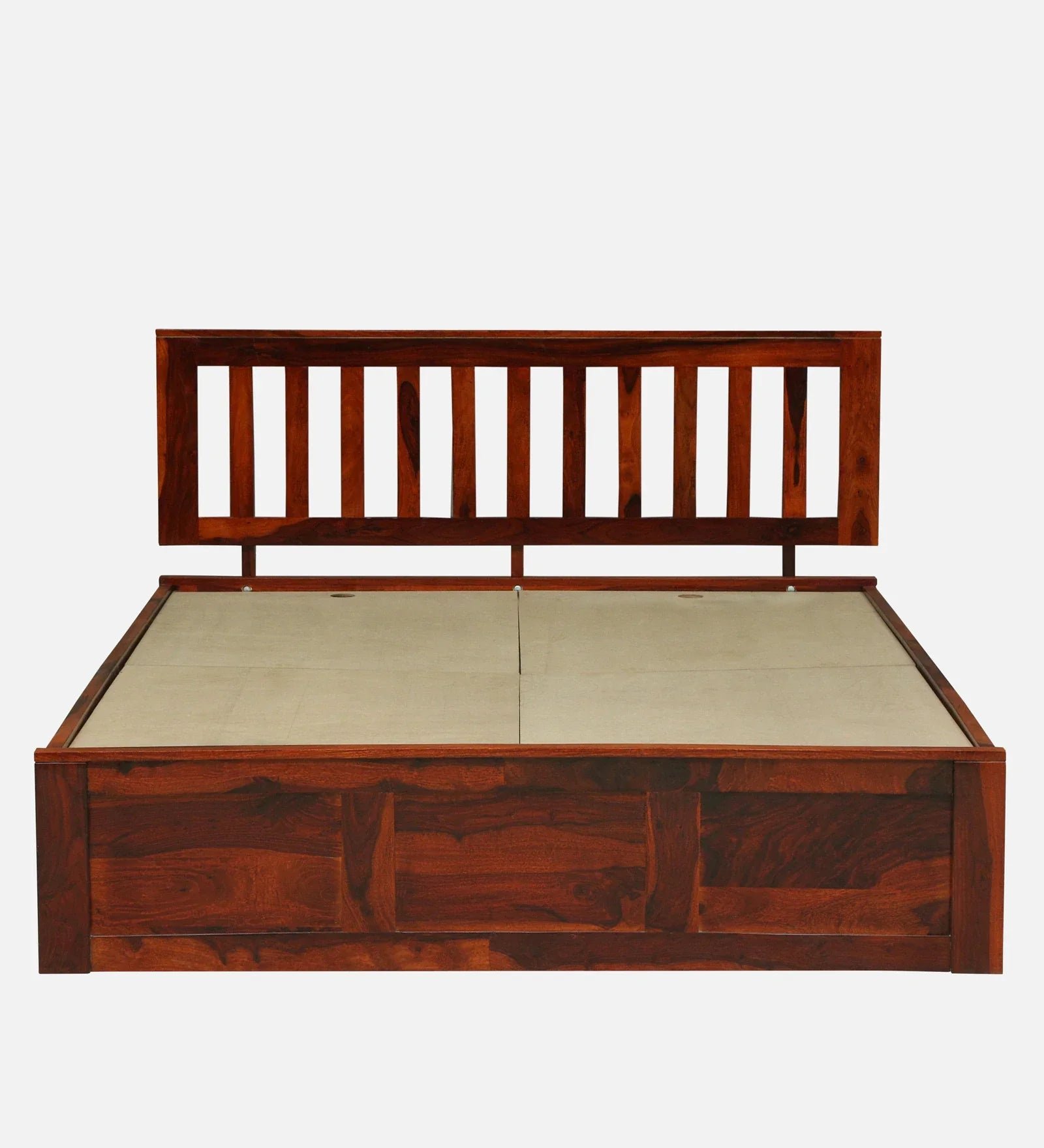 Sheesham Wood Queen Size Bed In Honey Oak Finish With Box Storage - Image 6