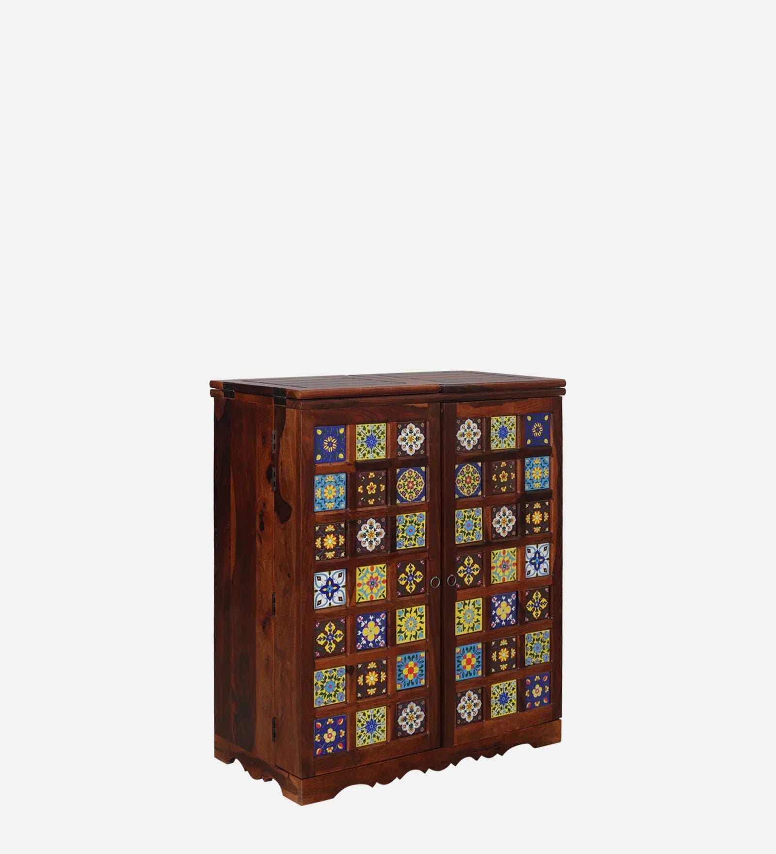Sheesham Wood Bar Cabinet In Honey Oak Finish - Image 5