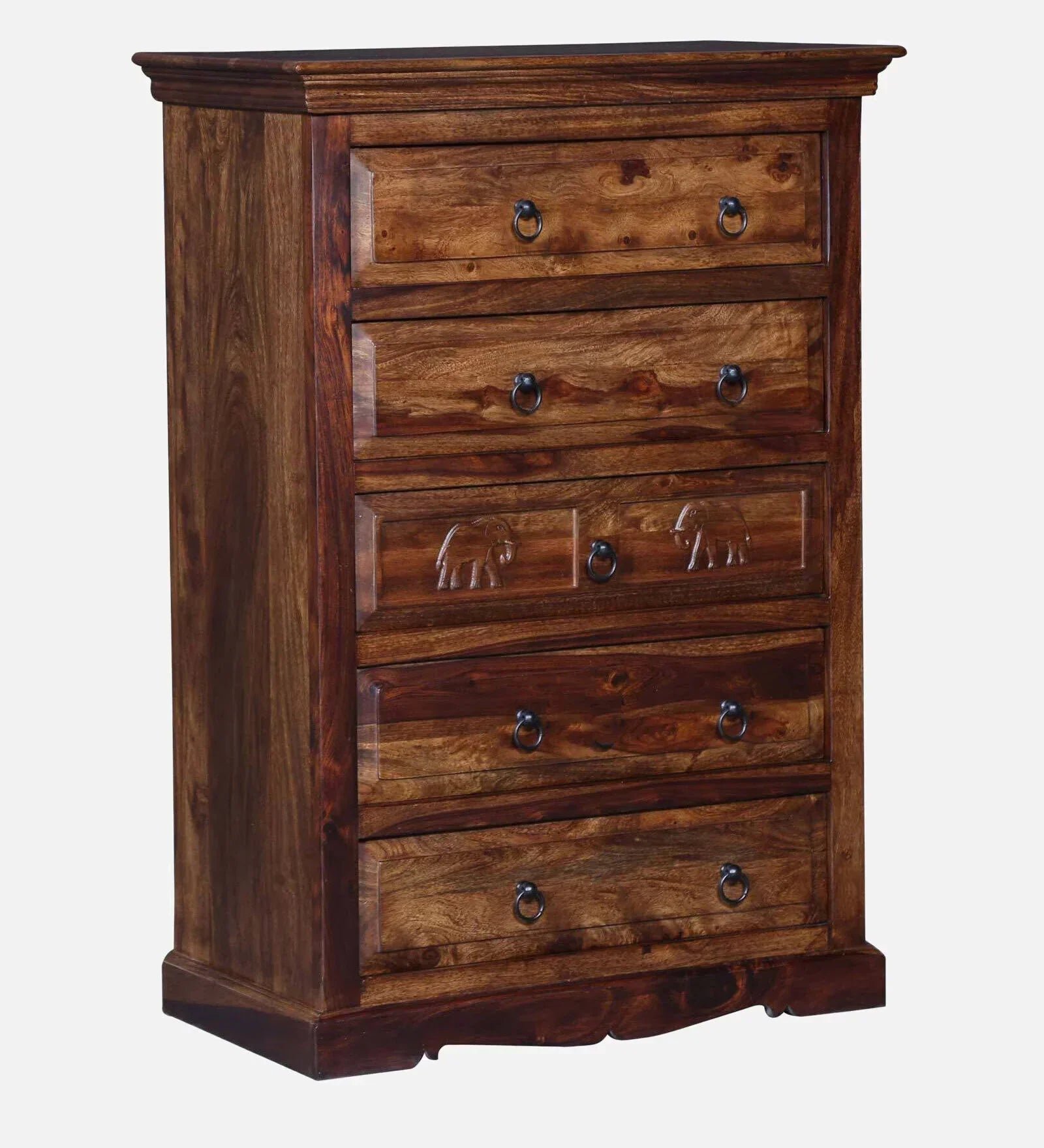 Sheesham Wood Chest Of Drawers in Scratch Resistant Provincial Teak Finish - Image 4