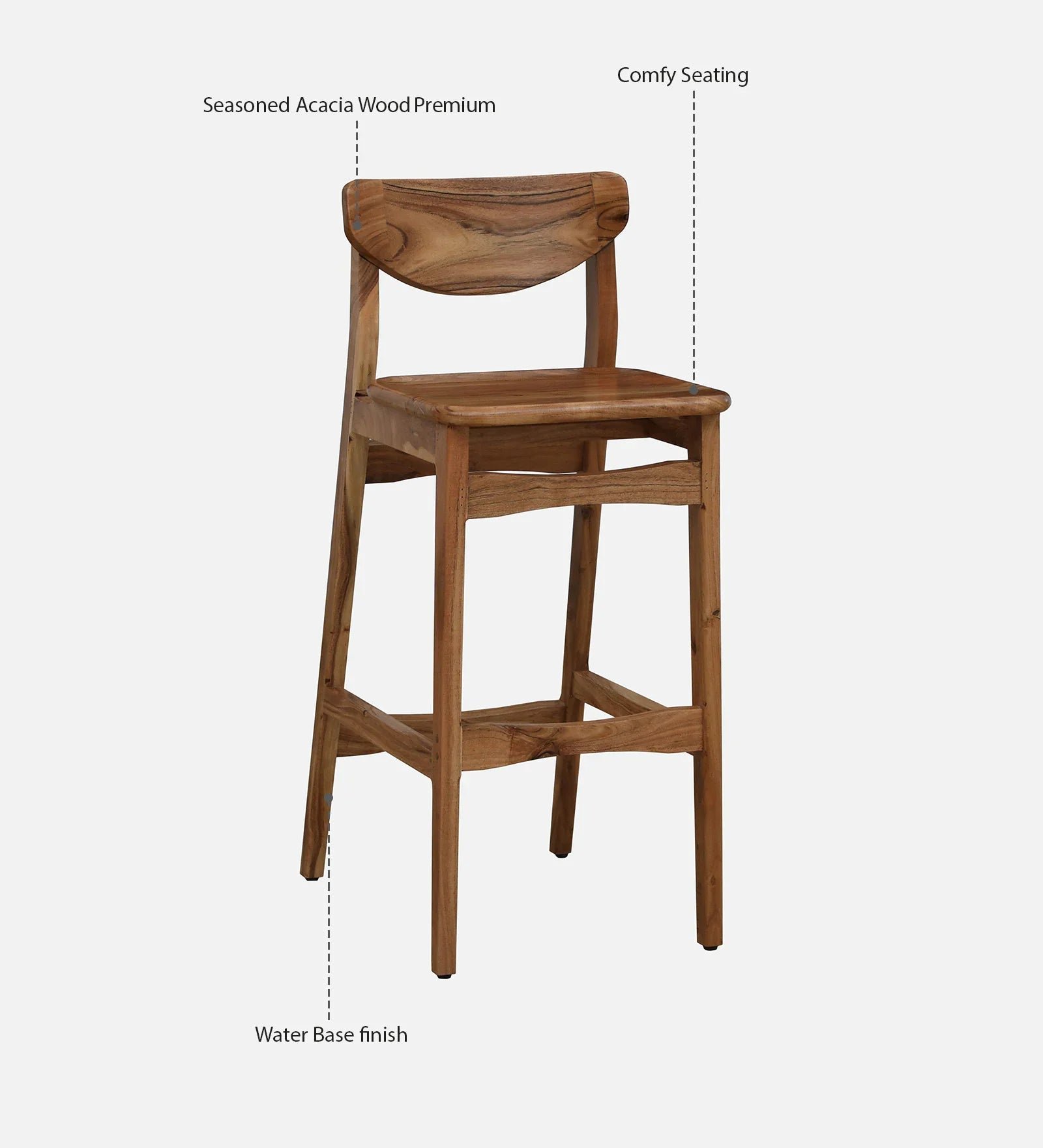 Wood 2 Seater Bar Table Set In Natural Finish - Image 11