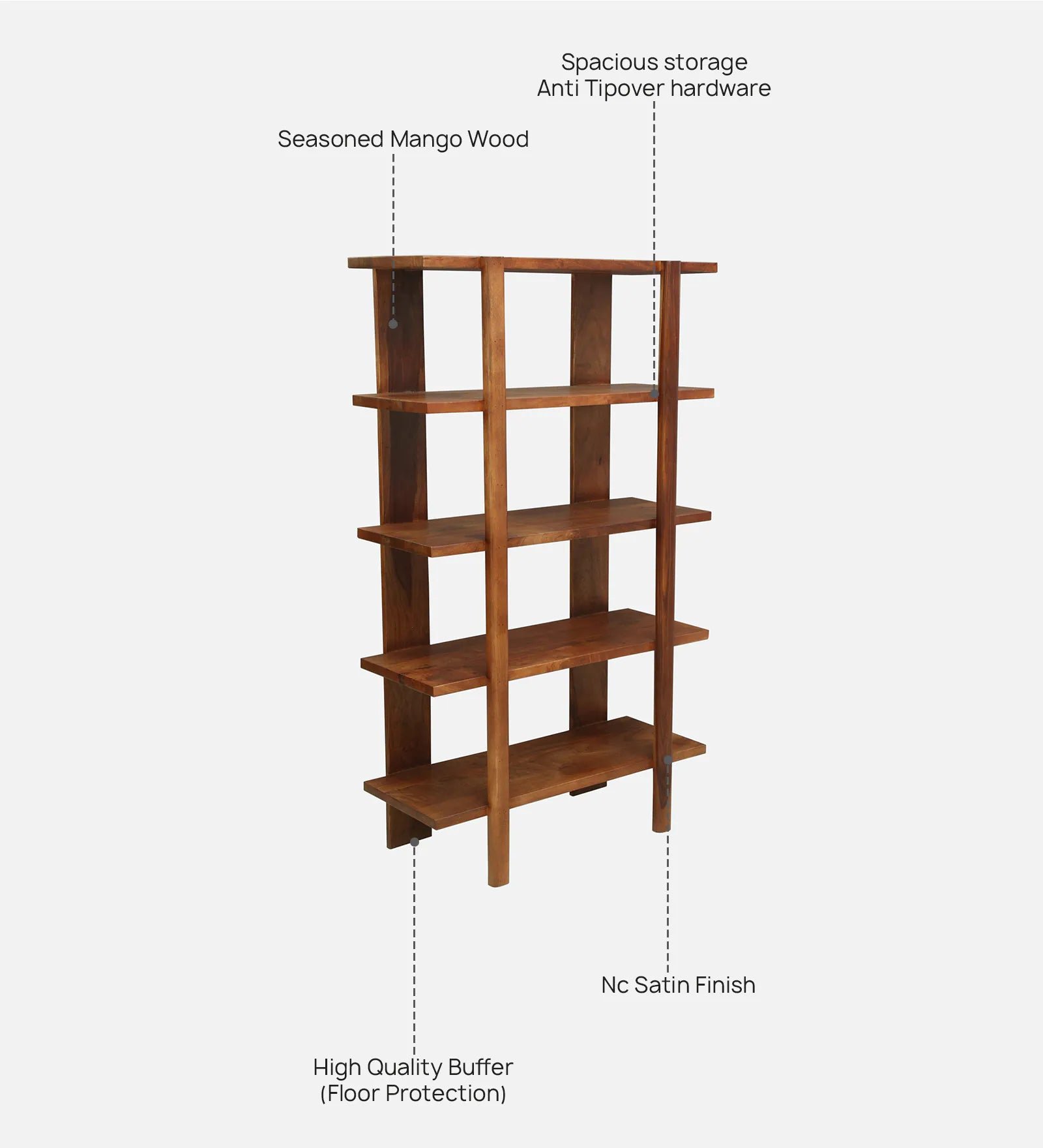 Mango Wood Book Shelf In Walnet Finish - Image 4