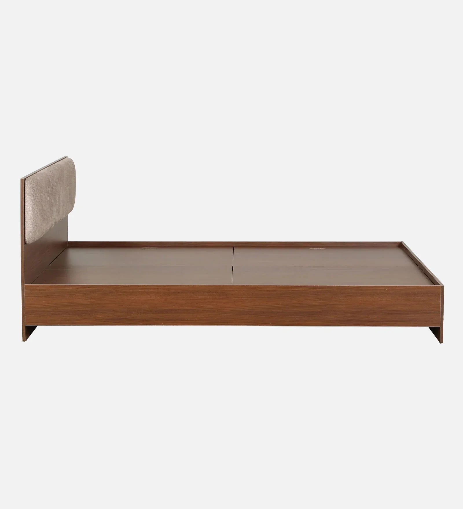 King size Bed in Planked Walnut Finish with Upholstered Headboard - Image 5
