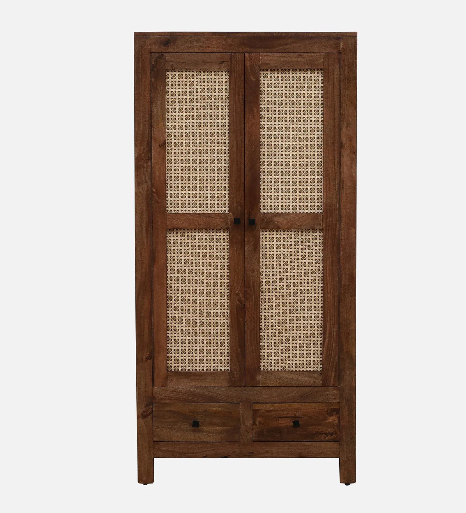 Mango Wood 2 Door Wardrobe In Rustic Teak Finish With Drawer - Image 7