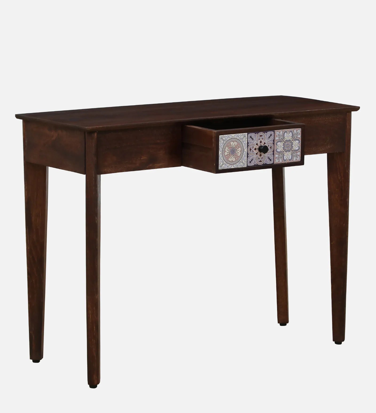 Zellige Solid Wood Console Table In Tubbaq Finish With Drawer - Image 5