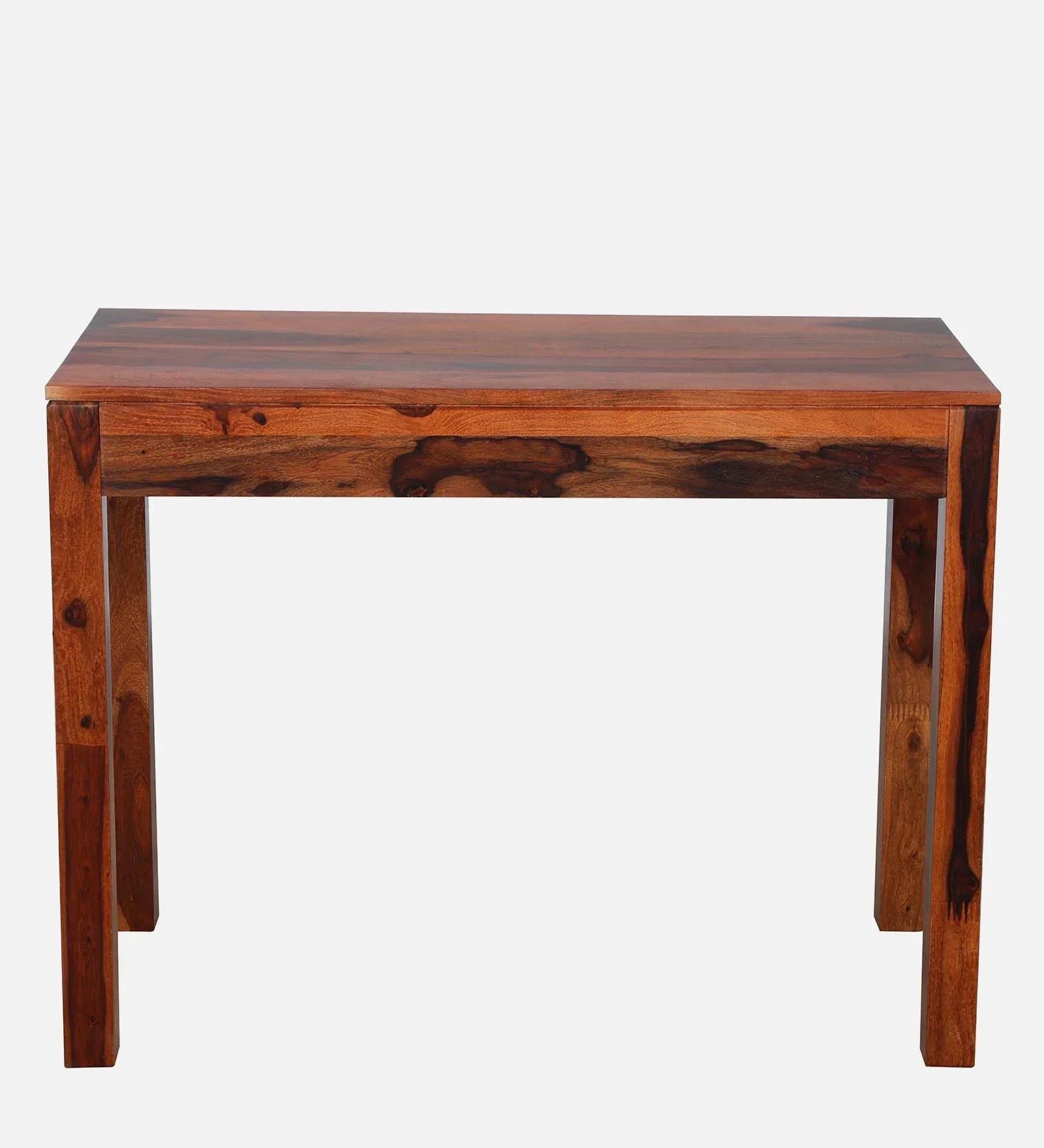 Sheesham Wood Writing Table in Scratch Resistant Honey Oak Finish With Drawers - Image 6