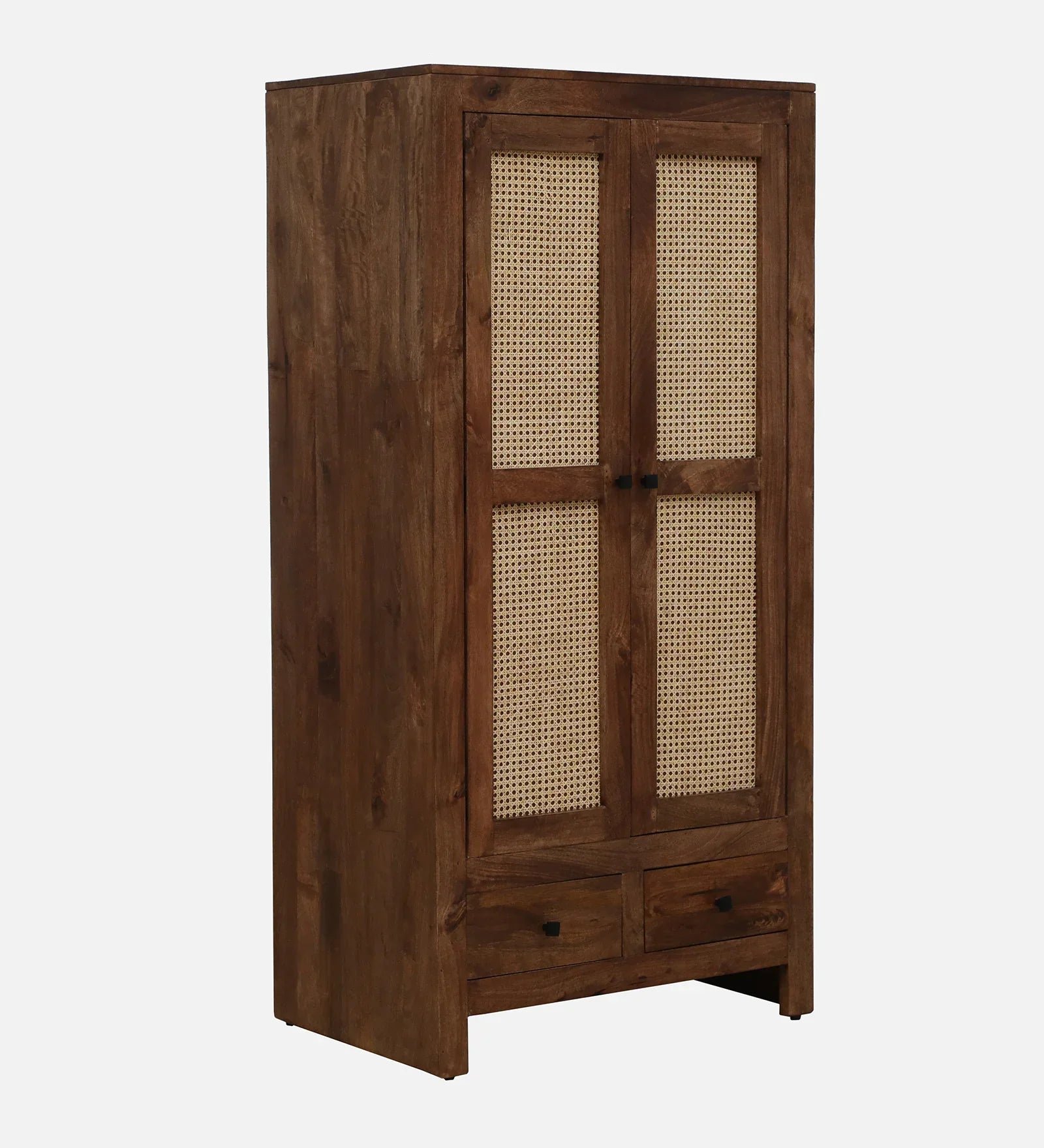 Mango Wood 2 Door Wardrobe In Rustic Teak Finish With Drawer - Image 8