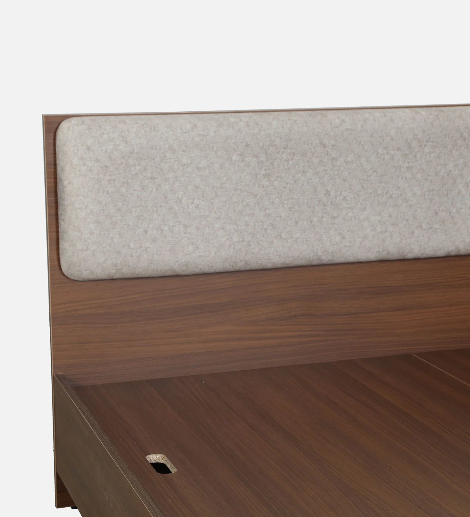 King size Bed in Planked Walnut Finish with Upholstered Headboard - Image 7