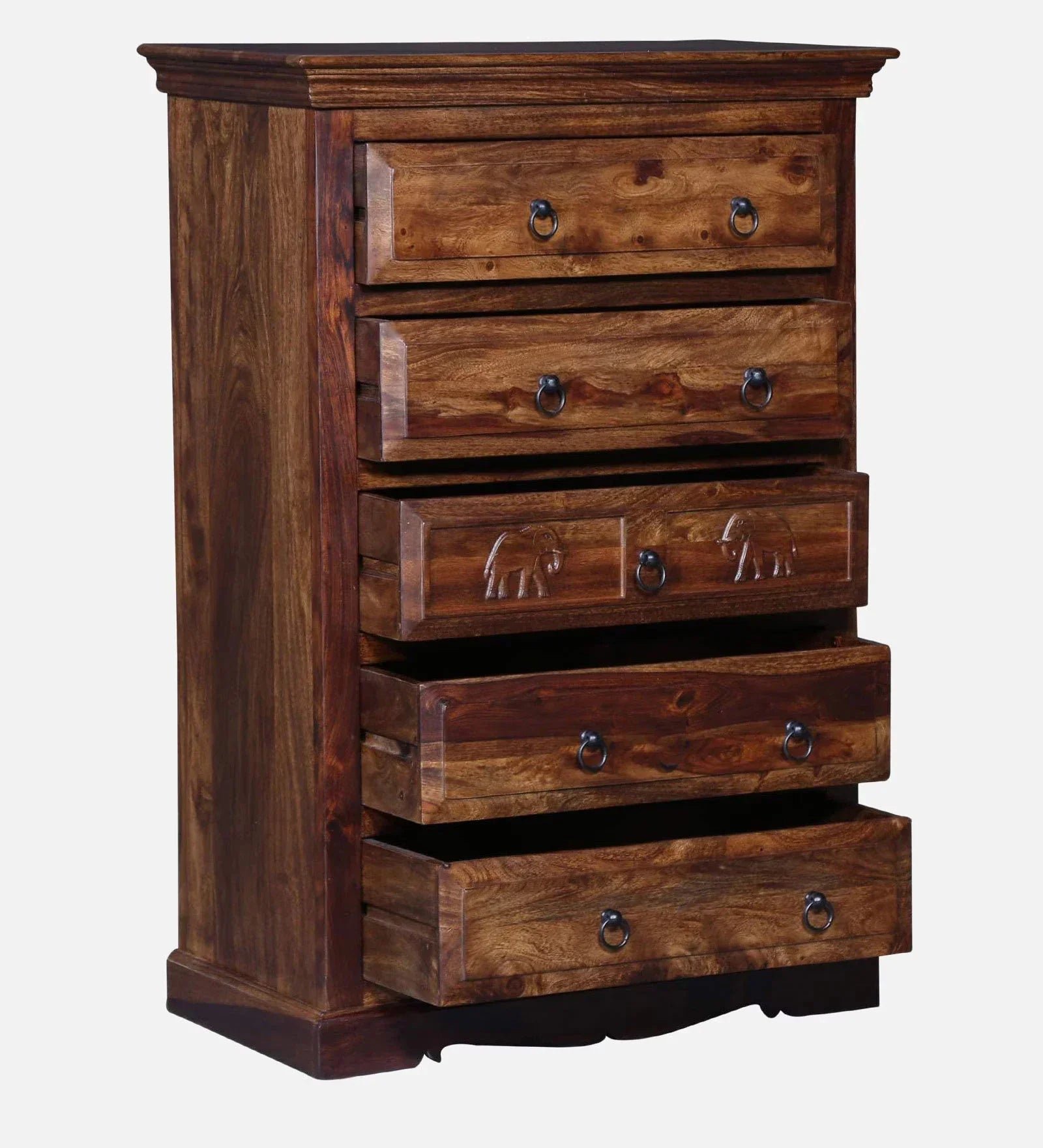Sheesham Wood Chest Of Drawers in Scratch Resistant Provincial Teak Finish - Image 7