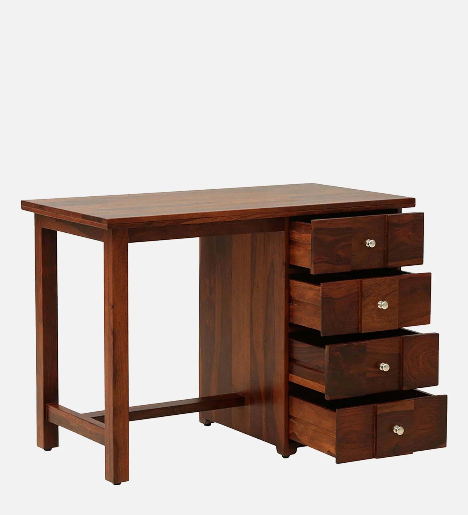 Sheesham Wood Writing Table In Scratch Resistant Honey Oak Finish With Drawers - Image 8