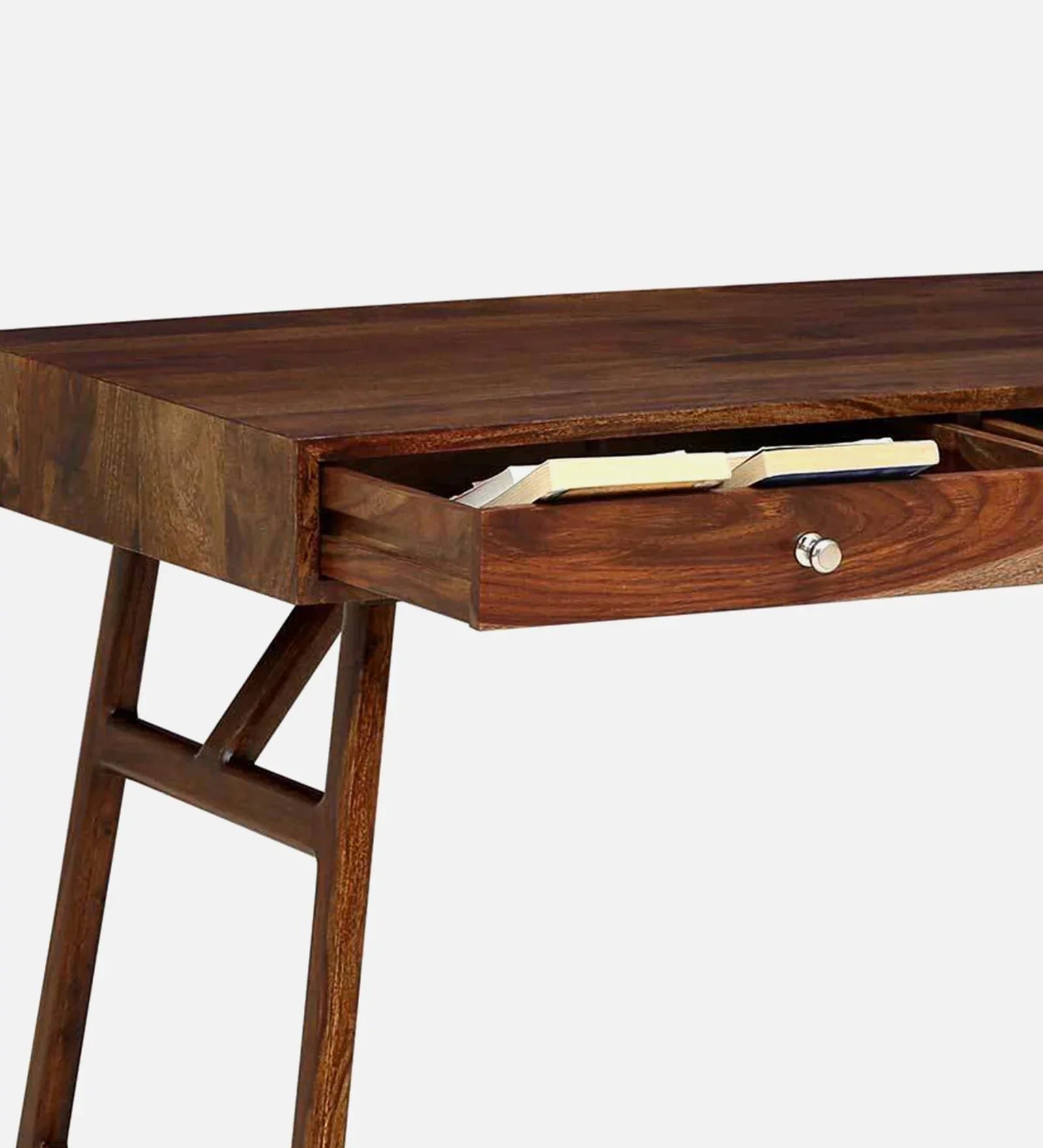 Sheesham Wood Writing Table In Scratch Resistant Provincial Teak Finish - Image 9
