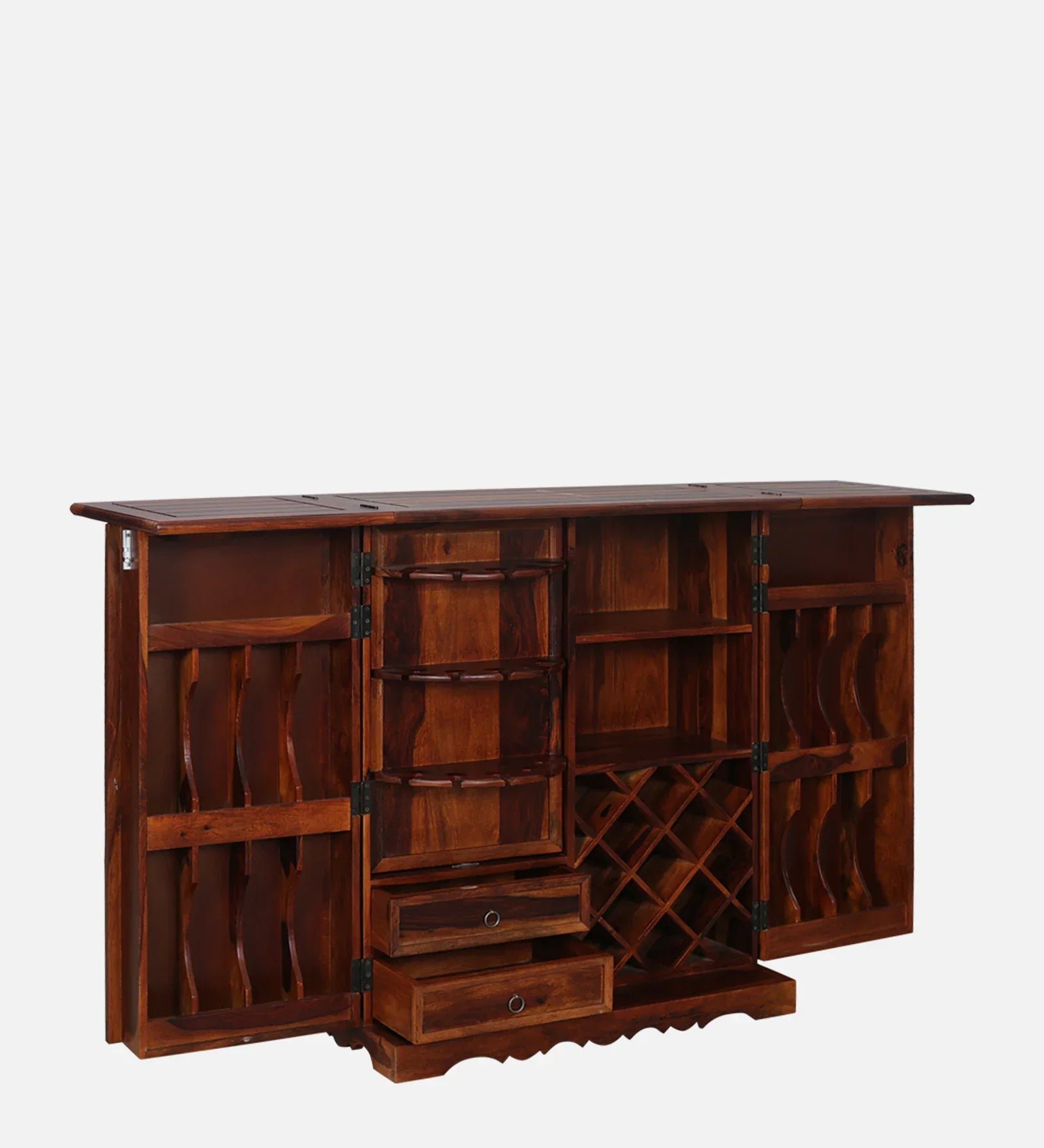 Sheesham Wood Bar Cabinet In Honey Oak Finish - Image 9