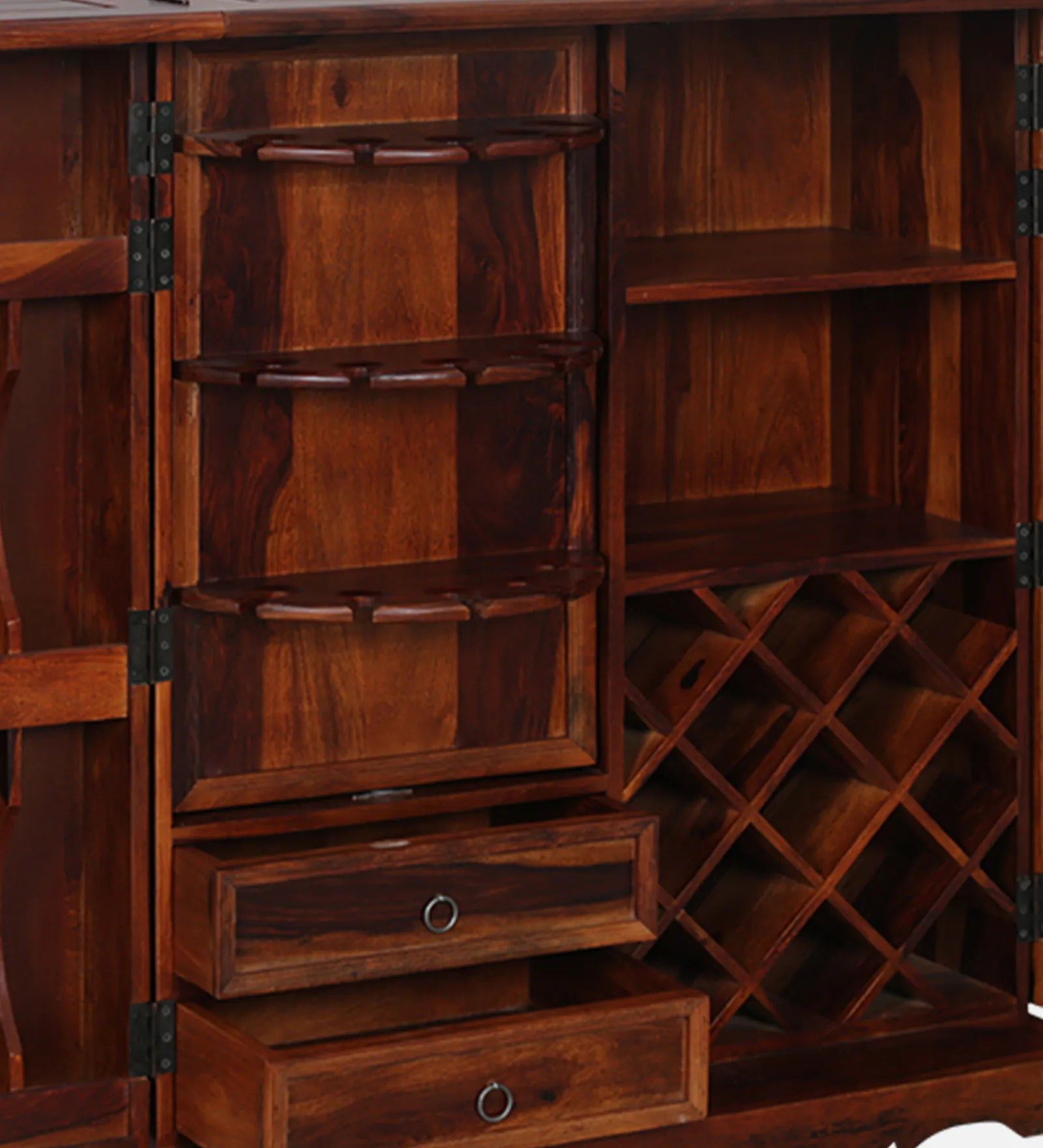 Sheesham Wood Bar Cabinet In Honey Oak Finish - Image 10