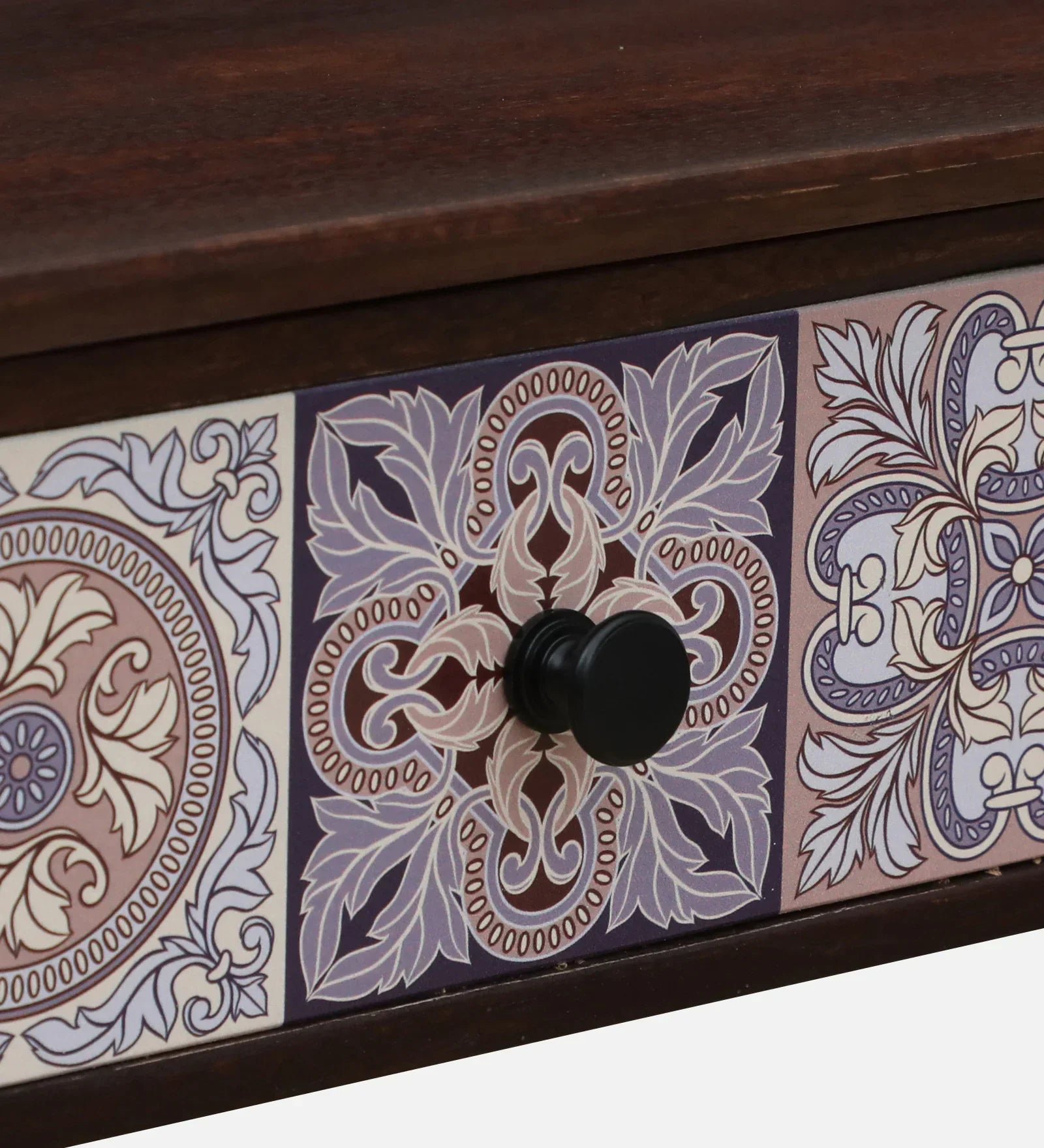 Zellige Solid Wood Console Table In Tubbaq Finish With Drawer - Image 9