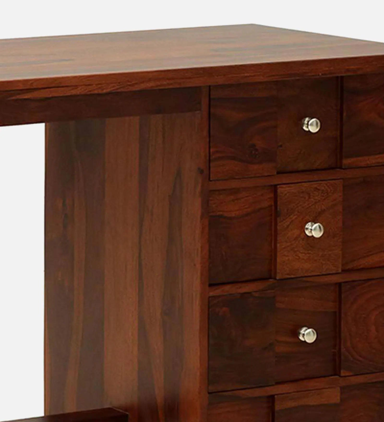 Sheesham Wood Writing Table In Scratch Resistant Honey Oak Finish With Drawers - Image 10