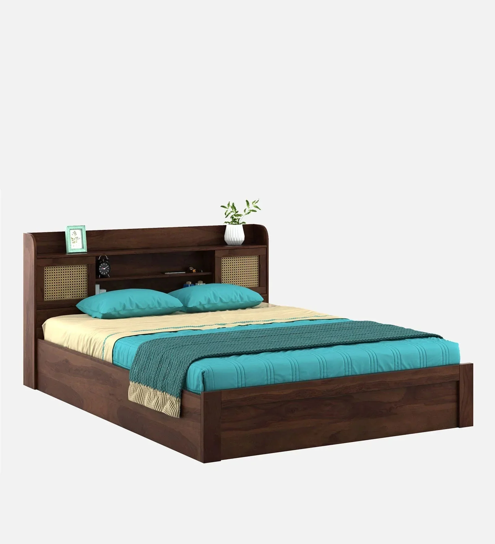 King Size Sheesham Melamine Finish Wooden Bed with Hydraulic Storage - MR ARTS - Image 4