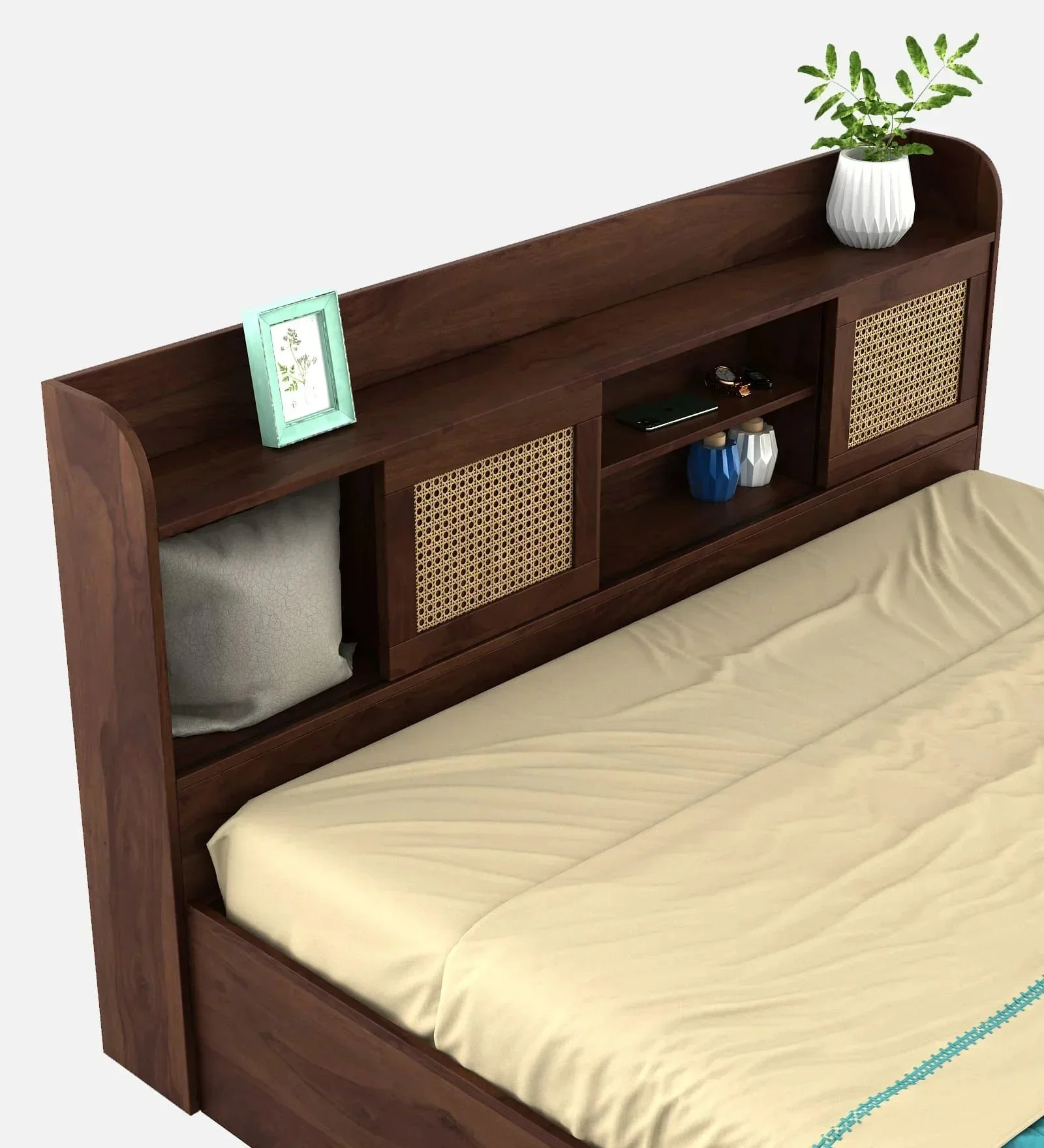 King Size Sheesham Melamine Finish Wooden Bed with Hydraulic Storage - MR ARTS - Image 2