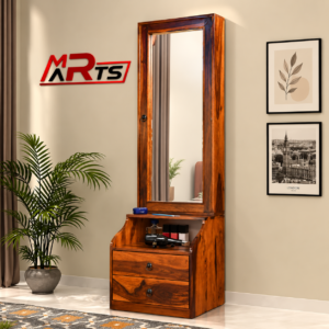 Solid Sheesham Wood Dressing Table with Storage in Natural Finish - MR ARTS