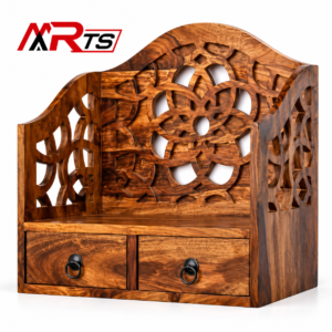 Sheesham Wood Wall Mount Temple and Display Shelf - MR ARTS