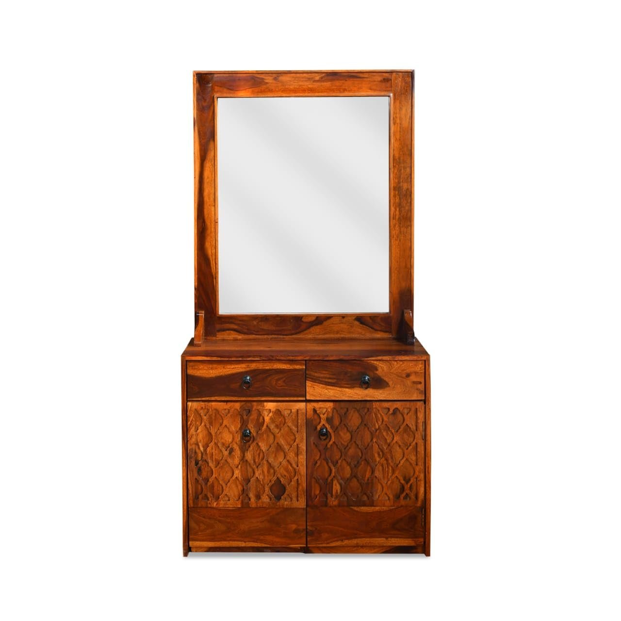 Sheesham Wood Dressing Mirror with 2 Drawers and Stool - MR ARTS - Image 7