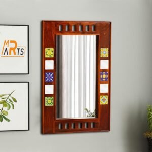 Sheesham Wood Decorative Wall Mirror in Honey Finish - MR ARTS