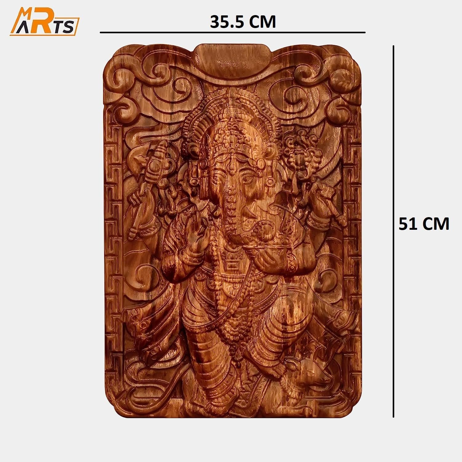 Ganesha Wooden Wall Decorative Hanging Art Sculpture - MR ARTS - Image 5