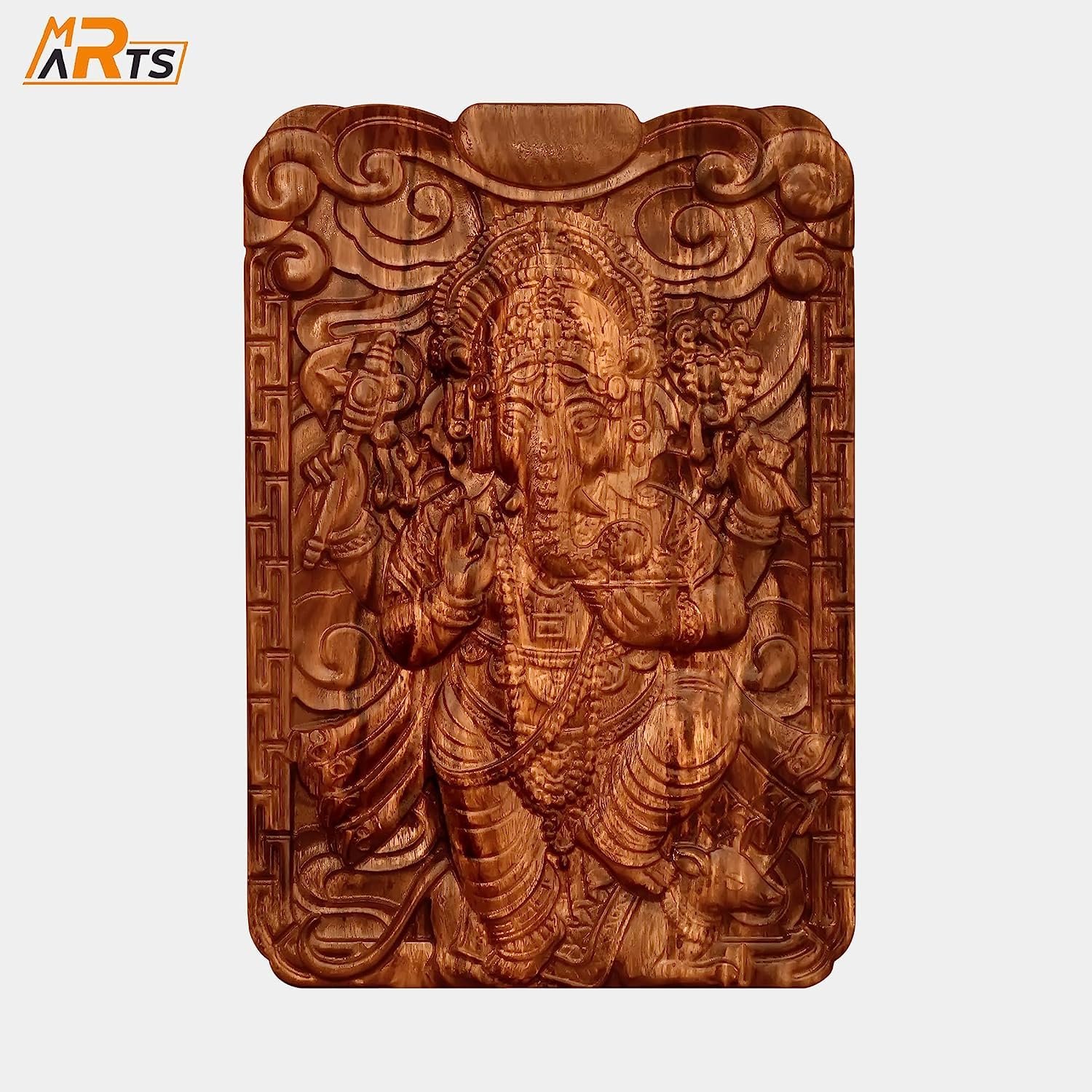Ganesha Wooden Wall Decorative Hanging Art Sculpture - MR ARTS