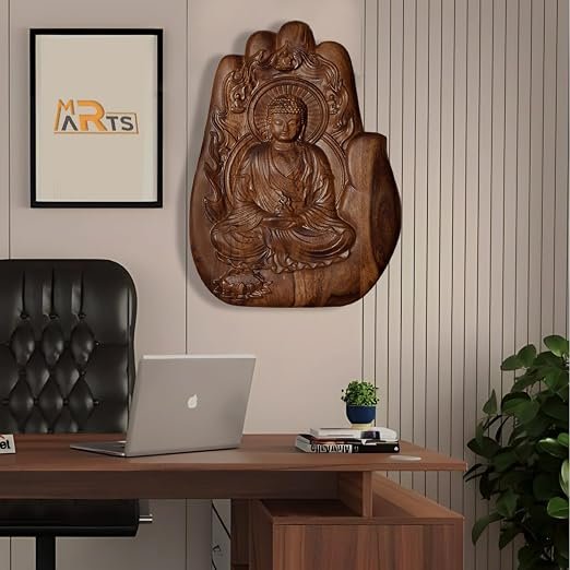 Wooden Buddha Wall Art Sculpture for Home Decor (51x38 CM) - Image 2