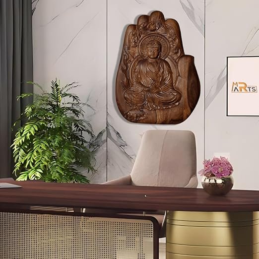 Wooden Buddha Wall Art Sculpture for Home Decor (51x38 CM) - Image 3