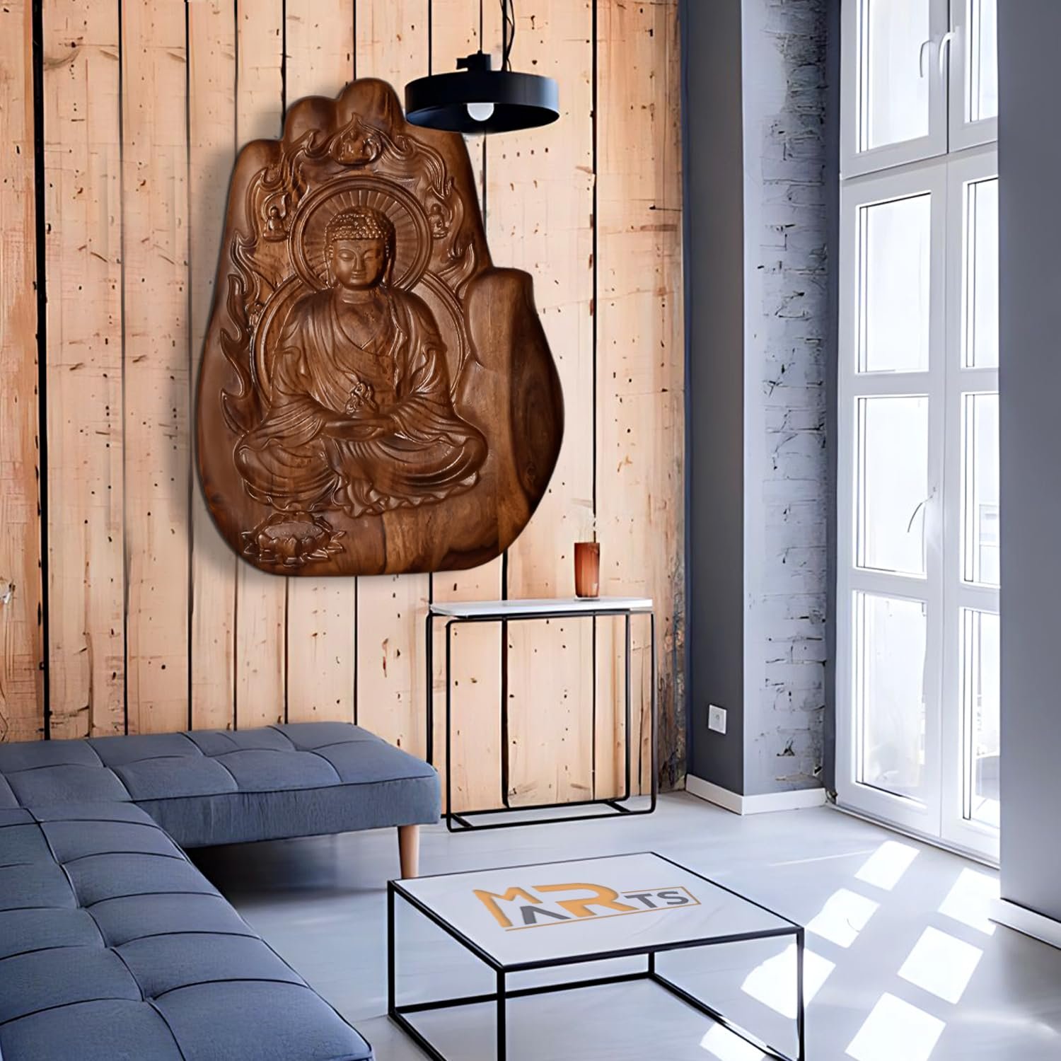 Wooden Buddha Wall Art Sculpture for Home Decor (51x38 CM) - Image 6