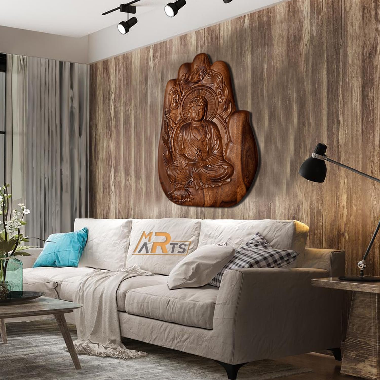 Wooden Buddha Wall Art Sculpture for Home Decor (51x38 CM) - Image 8