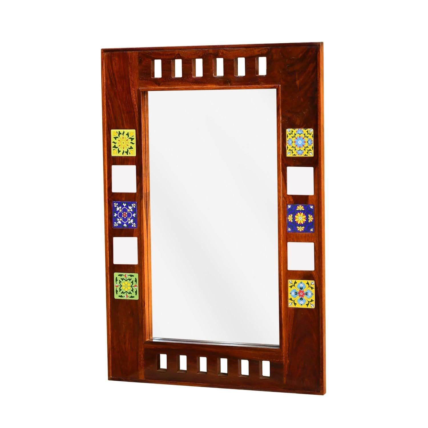 Sheesham Wood Decorative Wall Mirror in Honey Finish - MR ARTS - Image 3