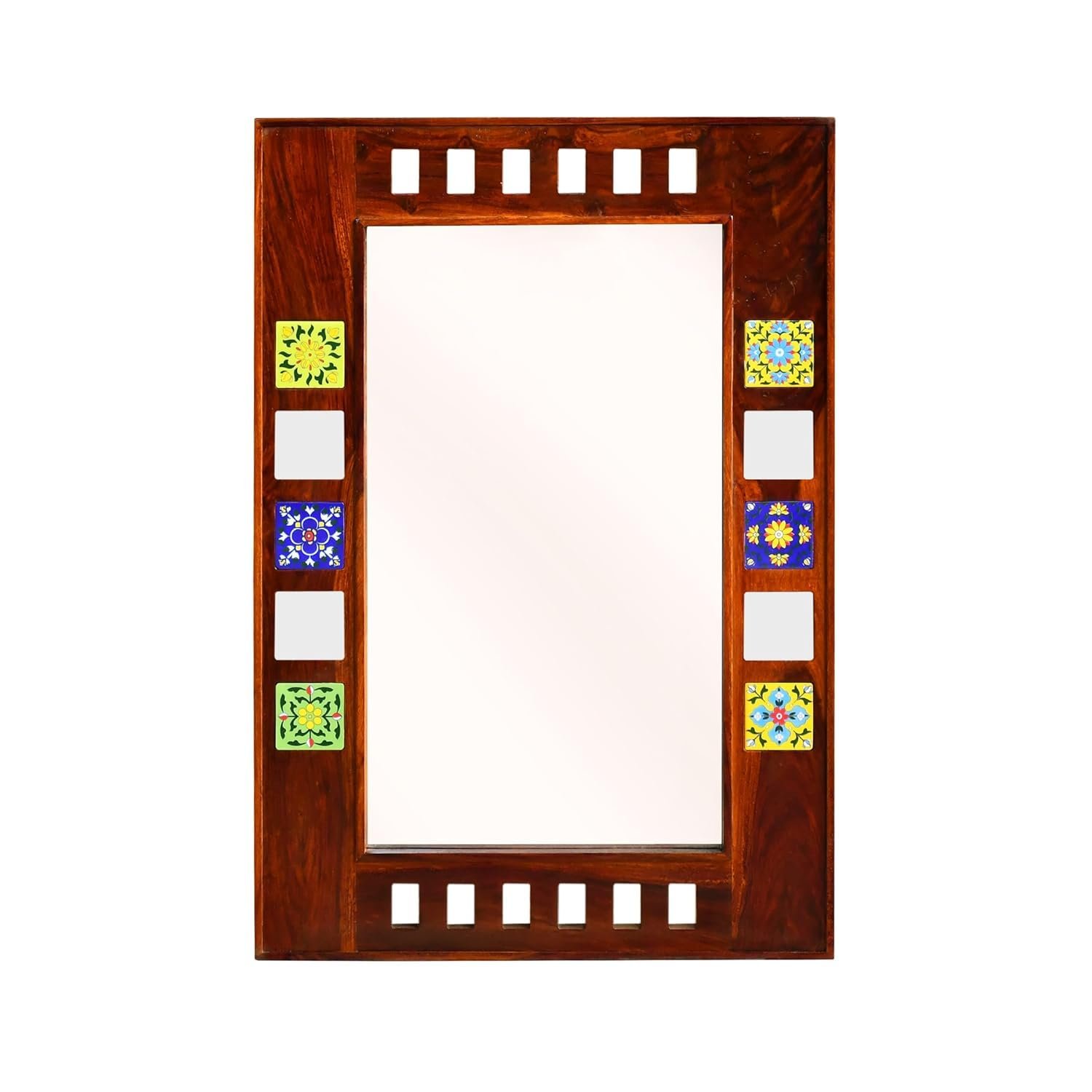 Sheesham Wood Decorative Wall Mirror in Honey Finish - MR ARTS - Image 4