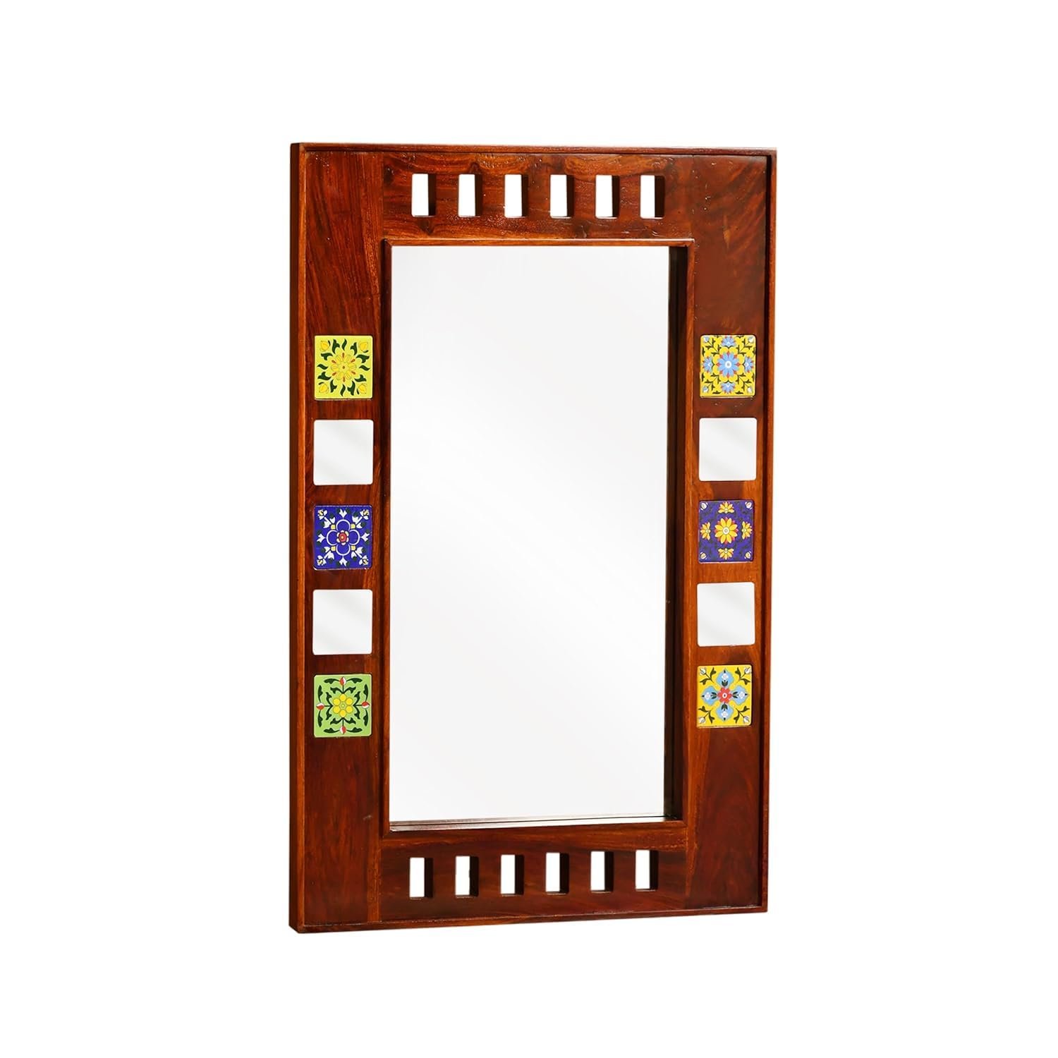 Sheesham Wood Decorative Wall Mirror in Honey Finish - MR ARTS - Image 5