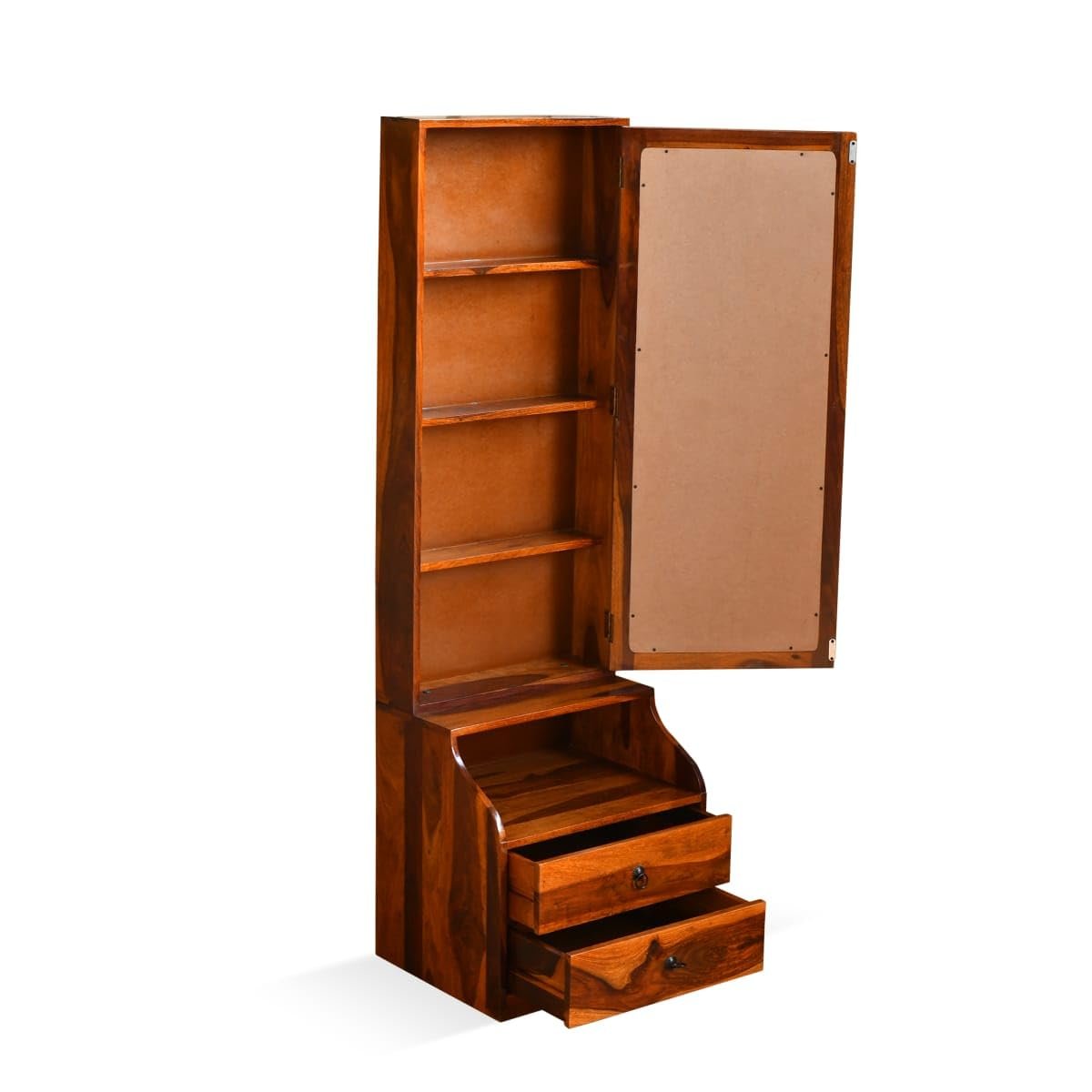 Solid Sheesham Wood Dressing Table with Storage in Natural Finish - MR ARTS - Image 4