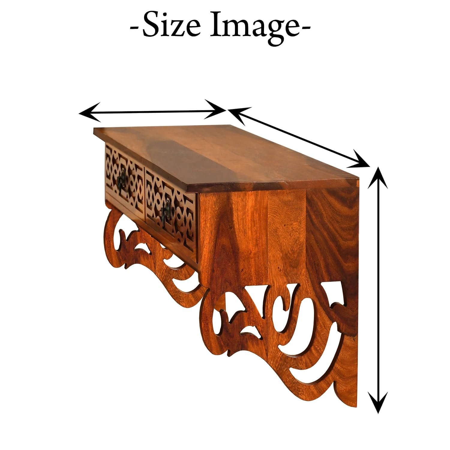 Sheesham Wood Wall Mounted Wine Rack and Decorative Shelf - MR ARTS - Image 2