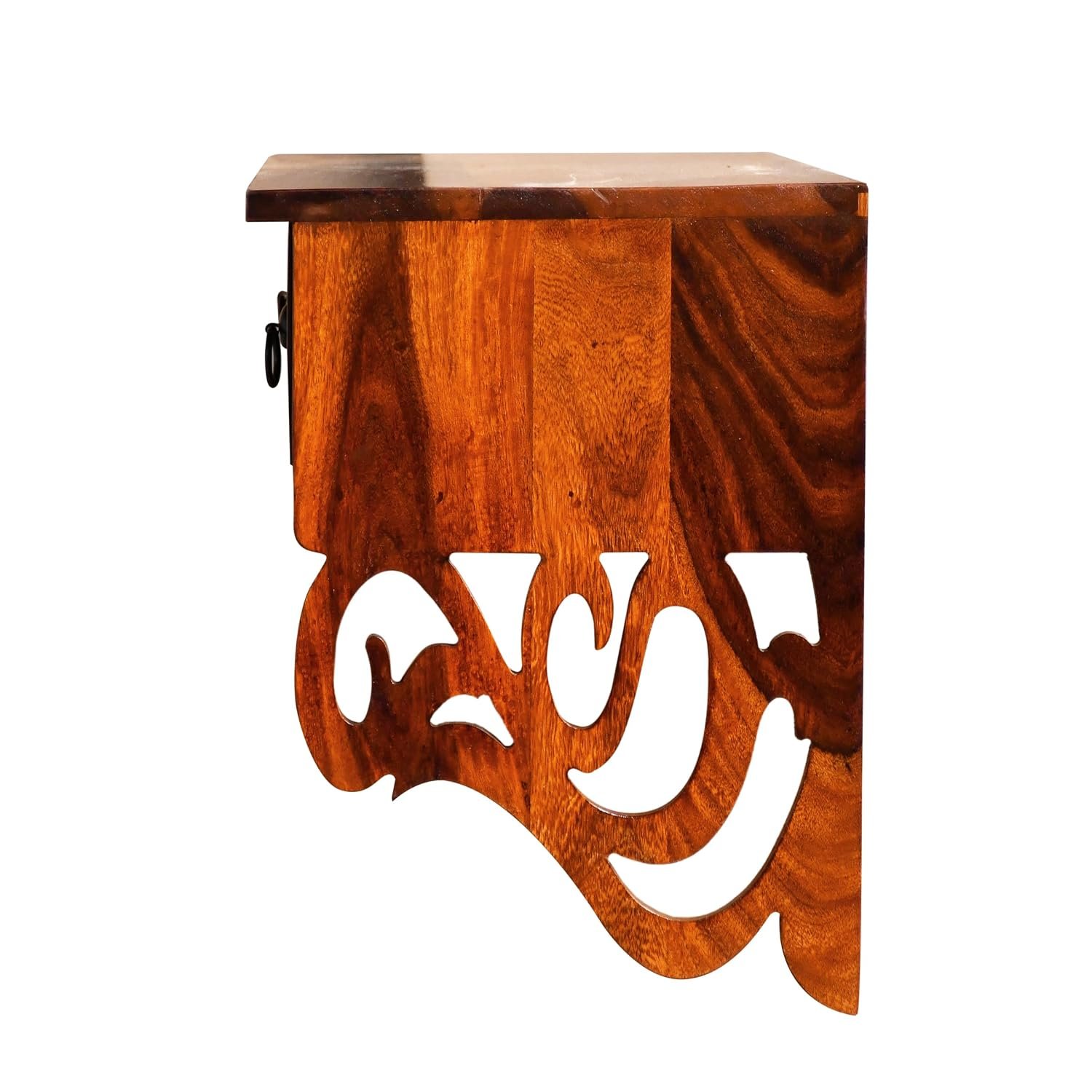 Sheesham Wood Wall Mounted Wine Rack and Decorative Shelf - MR ARTS - Image 4