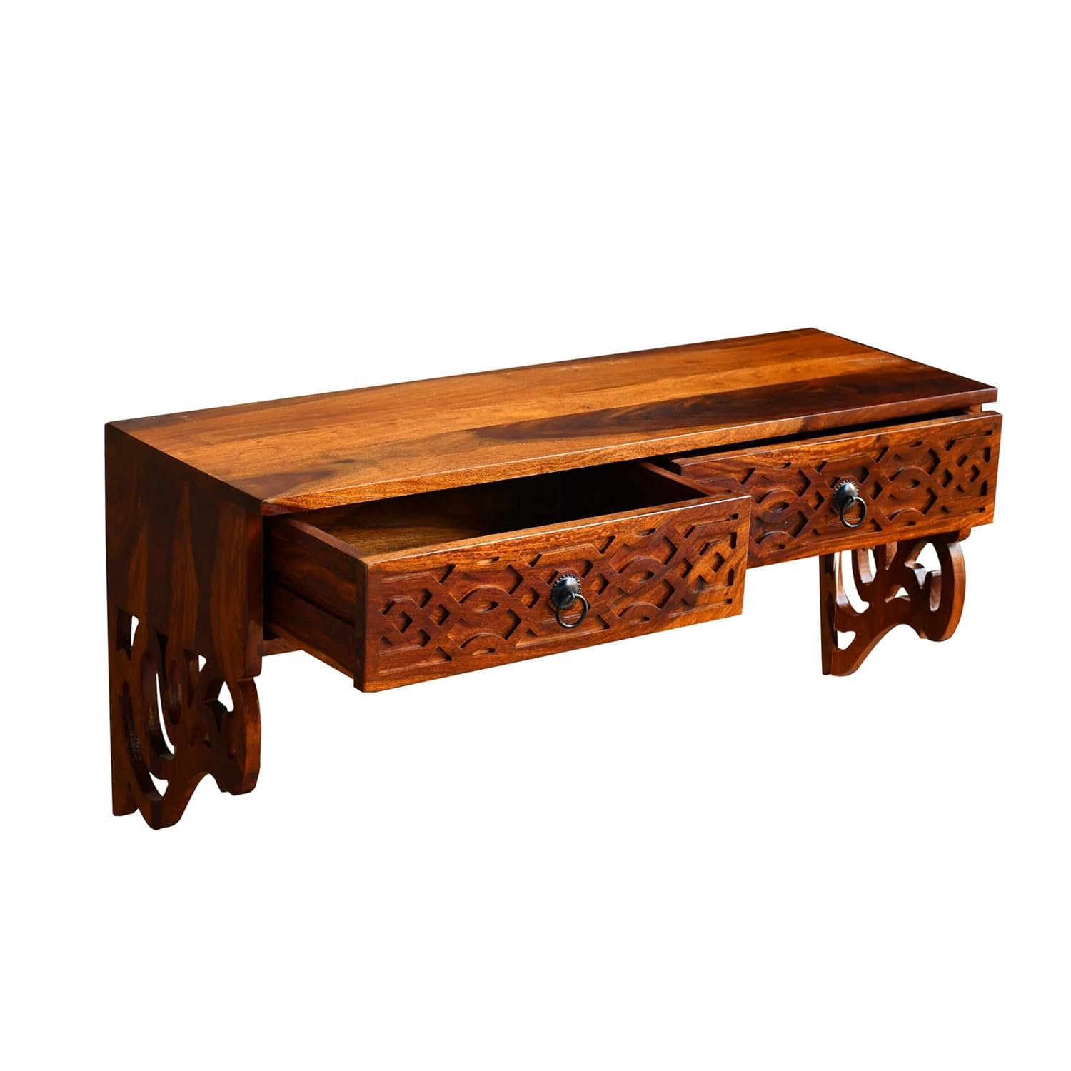Sheesham Wood Wall Mounted Wine Rack and Decorative Shelf - MR ARTS - Image 7