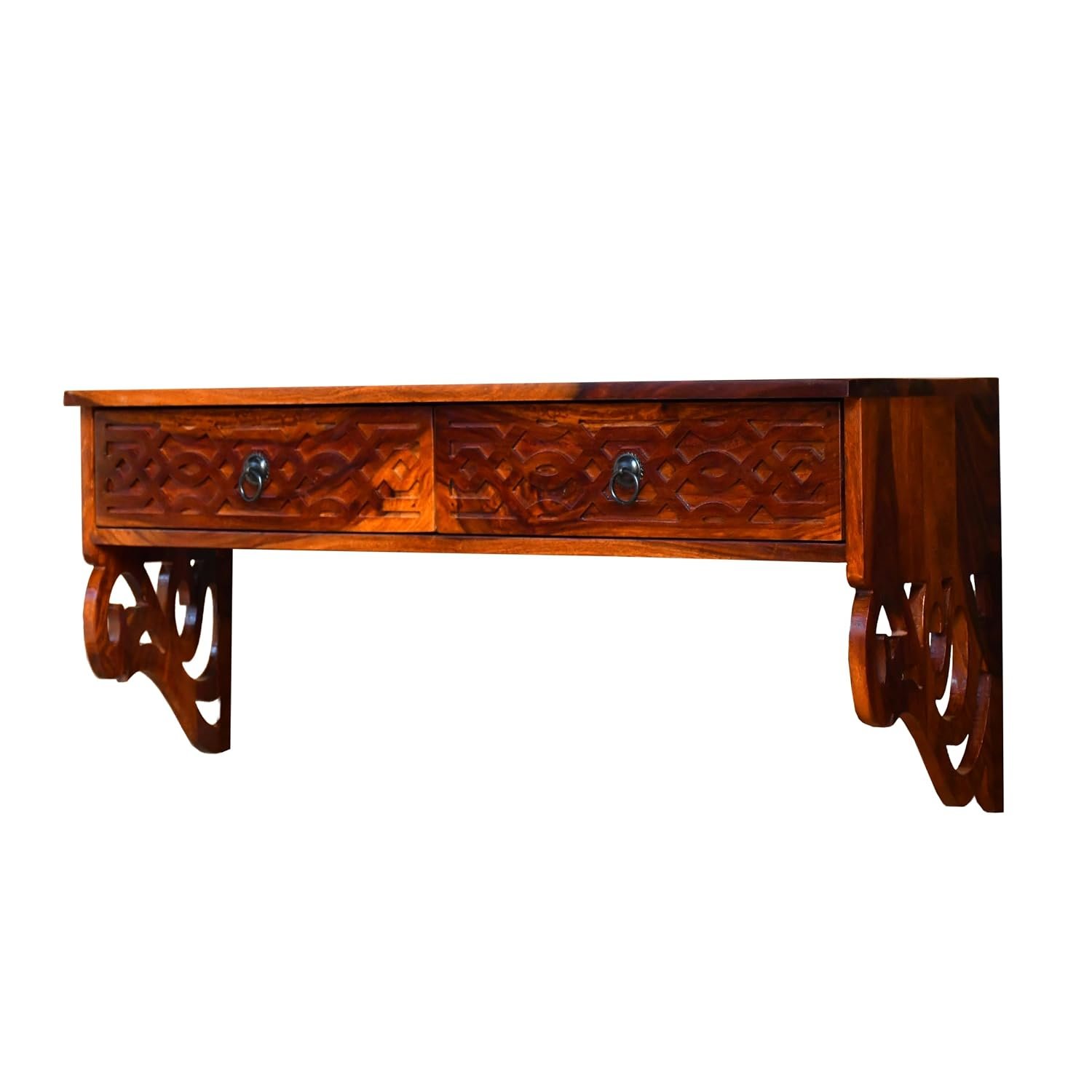 Sheesham Wood Wall Mounted Wine Rack and Decorative Shelf - MR ARTS - Image 8