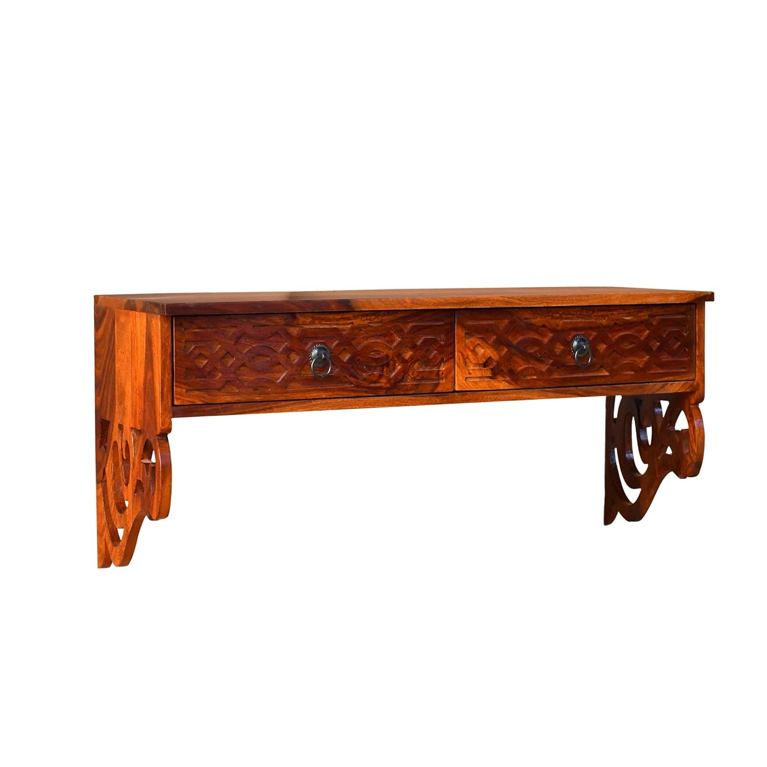 Sheesham Wood Wall Mounted Wine Rack and Decorative Shelf - MR ARTS - Image 9