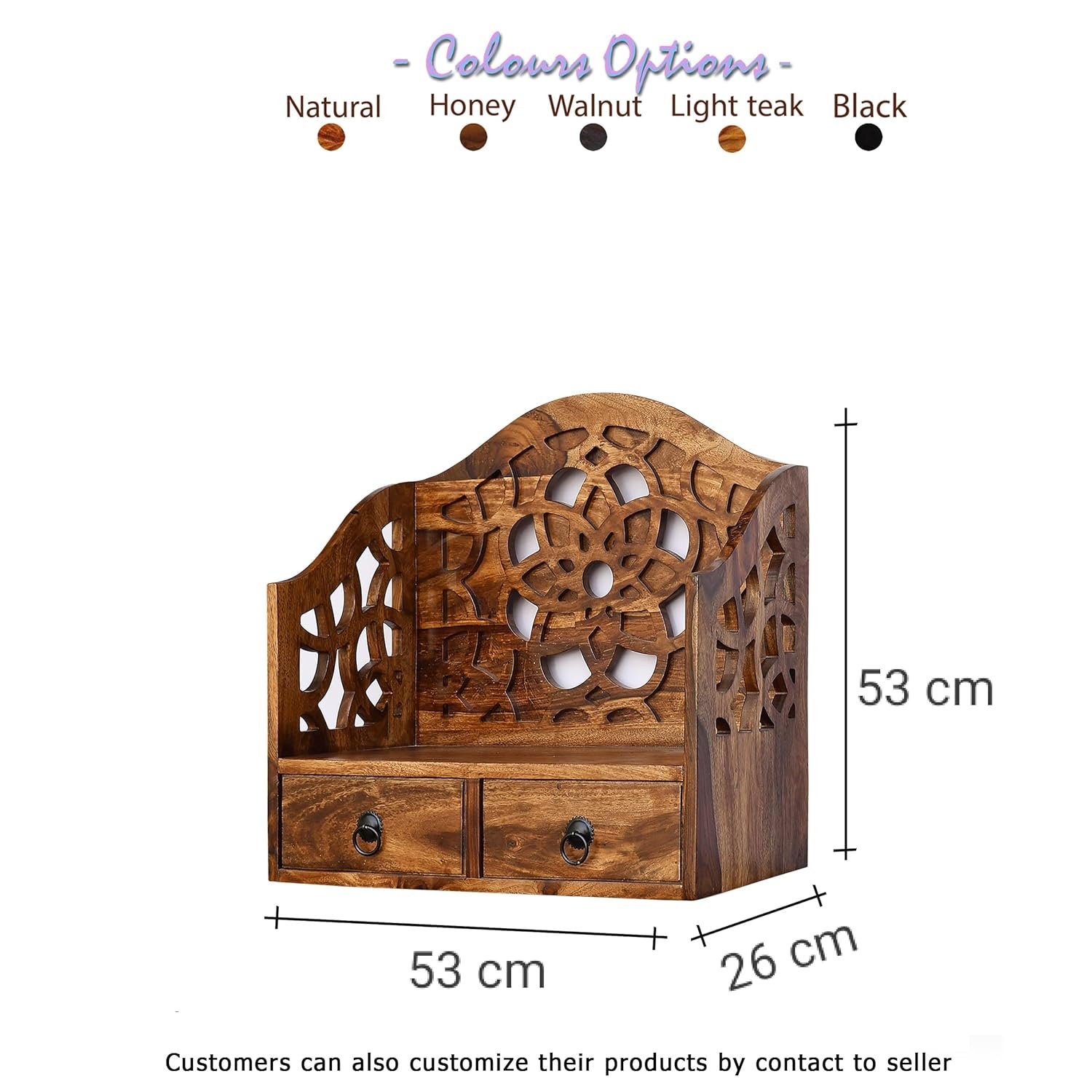 Sheesham Wood Wall Mount Temple and Display Shelf - MR ARTS - Image 3