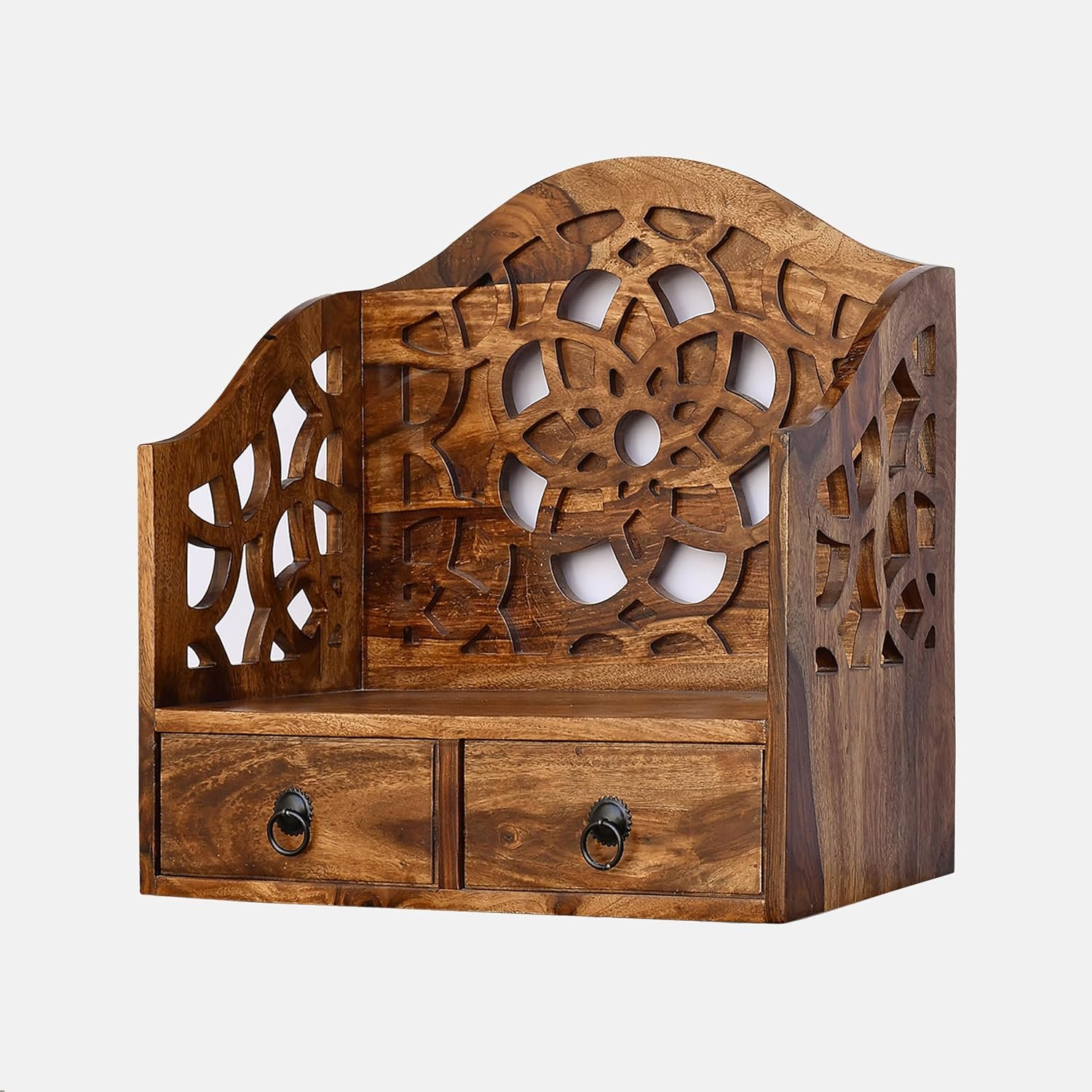 Sheesham Wood Wall Mount Temple and Display Shelf - MR ARTS - Image 4