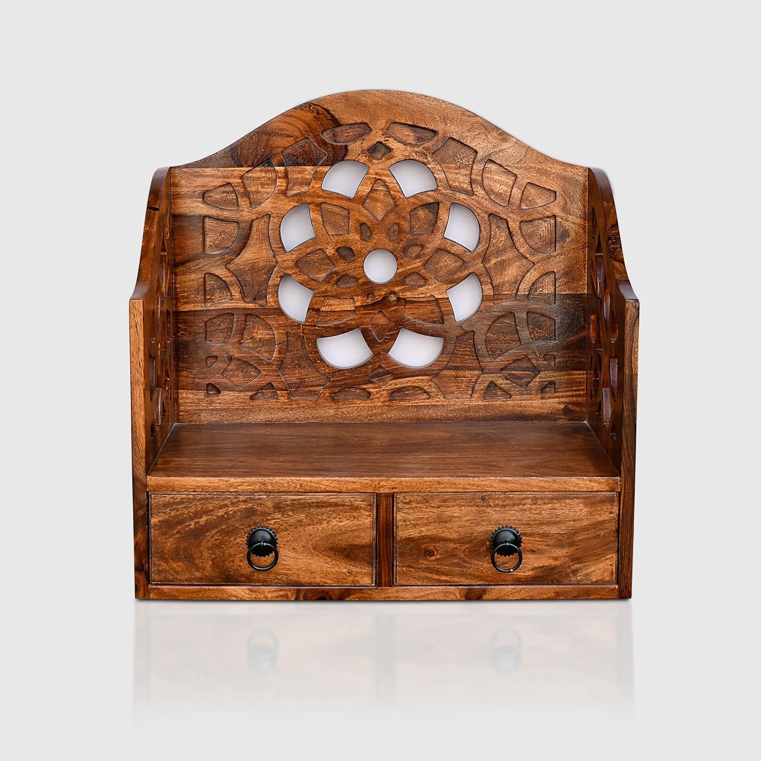 Sheesham Wood Wall Mount Temple and Display Shelf - MR ARTS - Image 5