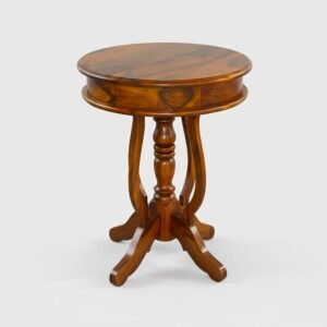 Sheesham Wood Round Side Table with Pedestal Base - MR ARTS